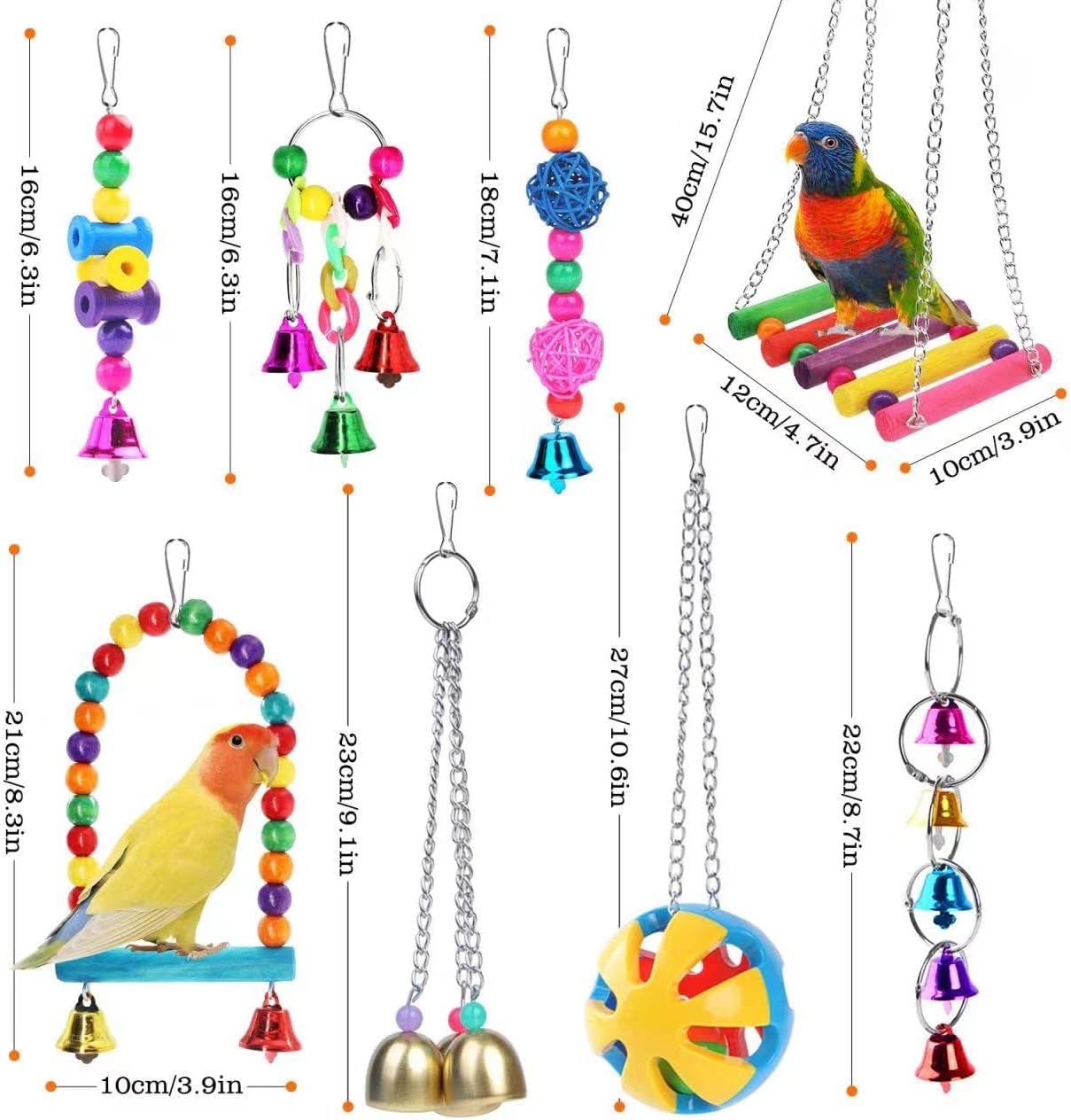 Curated visual reference: Fresh Look at Newthinking Bird Parrot Toys Set 10 Pack Budgie Toys Swings