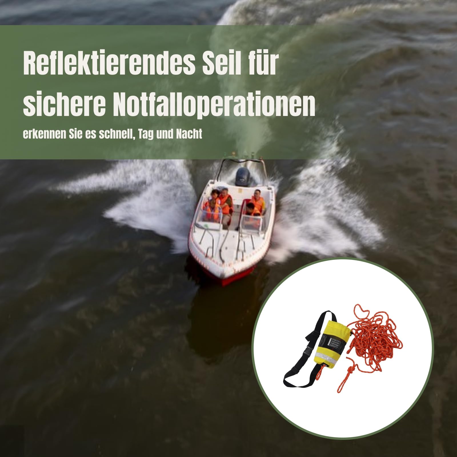 Wurfsack, schwimmendes Seil, gut, werfbare Schwimmvorrichtung, 16 m Ausrüstung für Kajak, Schwimmen, Segeln, Rafting, Outdoor-Zubehör
