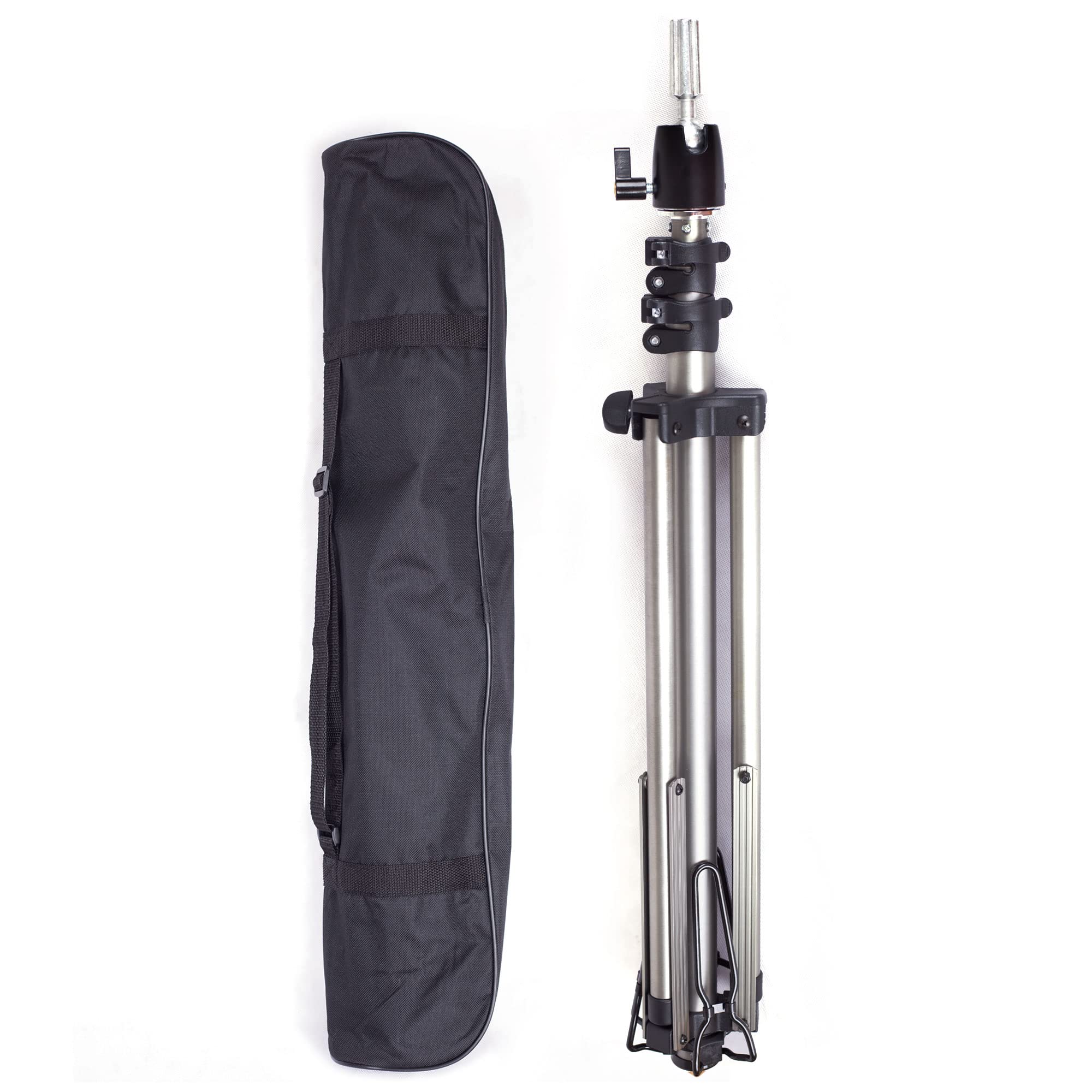 Reinforced Wig Stand Tripod Mannequin Head Stand Adjustable Wig Head Stand Holder for Cosmetology Hairdressing Training with Carrying Bag (Silver)