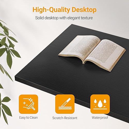 Miniatura 7 de CubiCubi - Escritorio de oficina en forma de L moderno escritorio de esquina para computadora con estantes de almacenamiento Negro/Deep Rustic, Deep