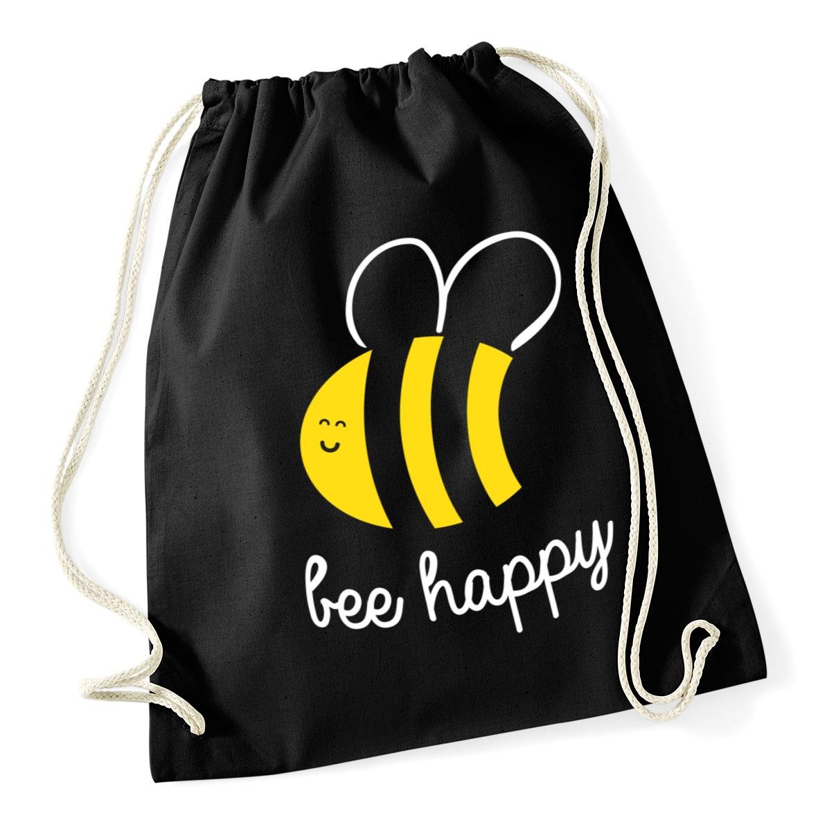 Hippowarehouse Bee Happy Drawstring Cotton School Gym Bag 37cm x 46cm, 12 litres
