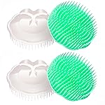 Hair Scalp Brush Dandruff Cleaning Brush Shower Scalp Shampoo Brush Scalp Massager Pack of 4 (White and Green)