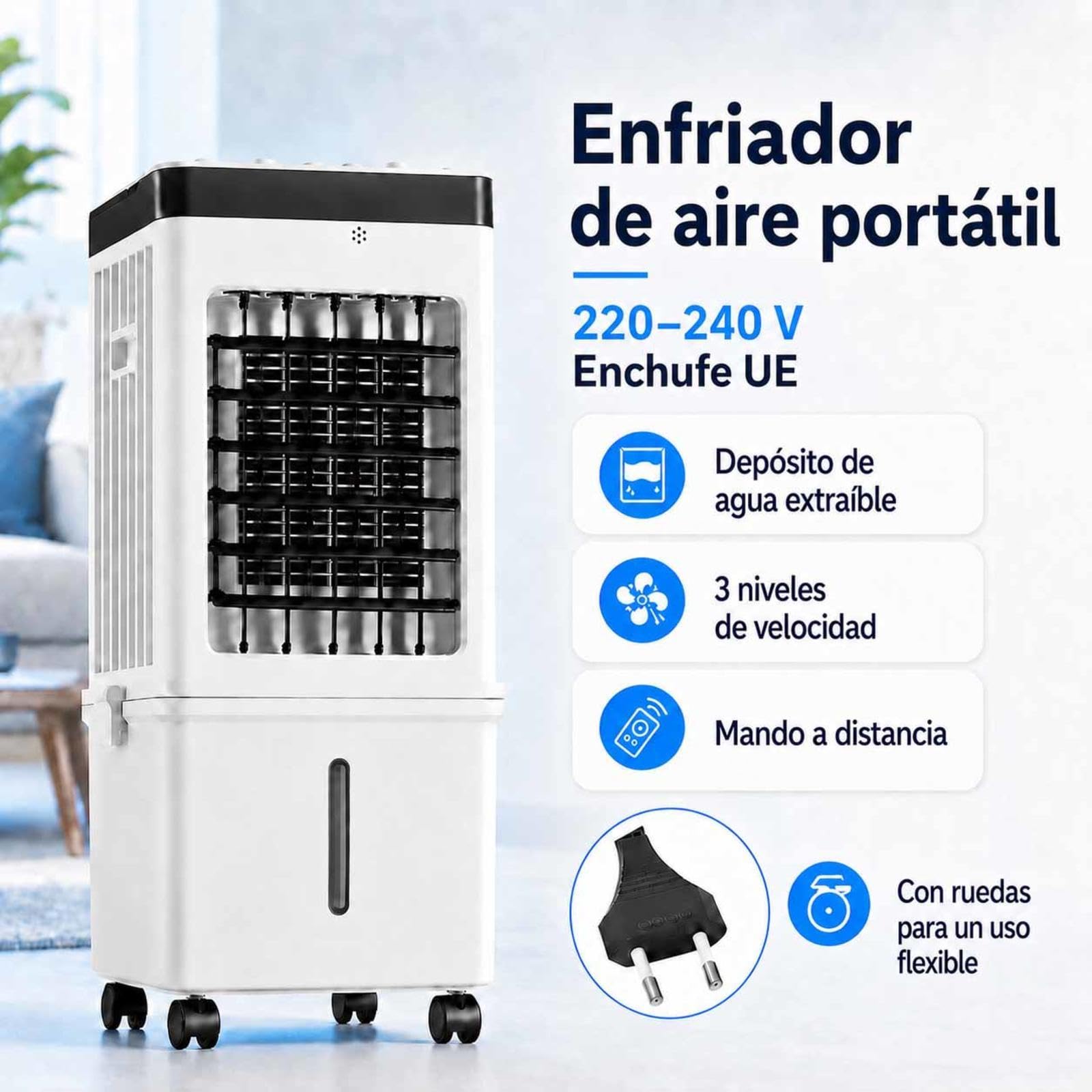 PingüIno Aire Acondicionado Sin Tubo Con HumidificacióN 36–45 DB DepóSito De Agua ExtraíBle De MáS De 10 L 3 Velocidades Con Temporizador De 2–8 H Para La Oficina