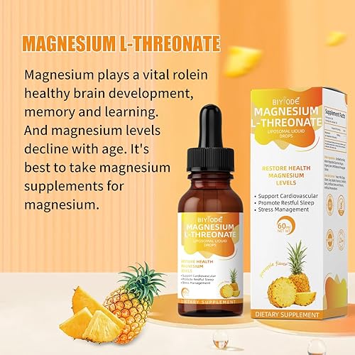 Miniatura 5 de Gotas líquidas de L-treonato de magnesio que restauran la salud Los niveles de magnesio apoyan cardiovascular promueve el control del estrés del