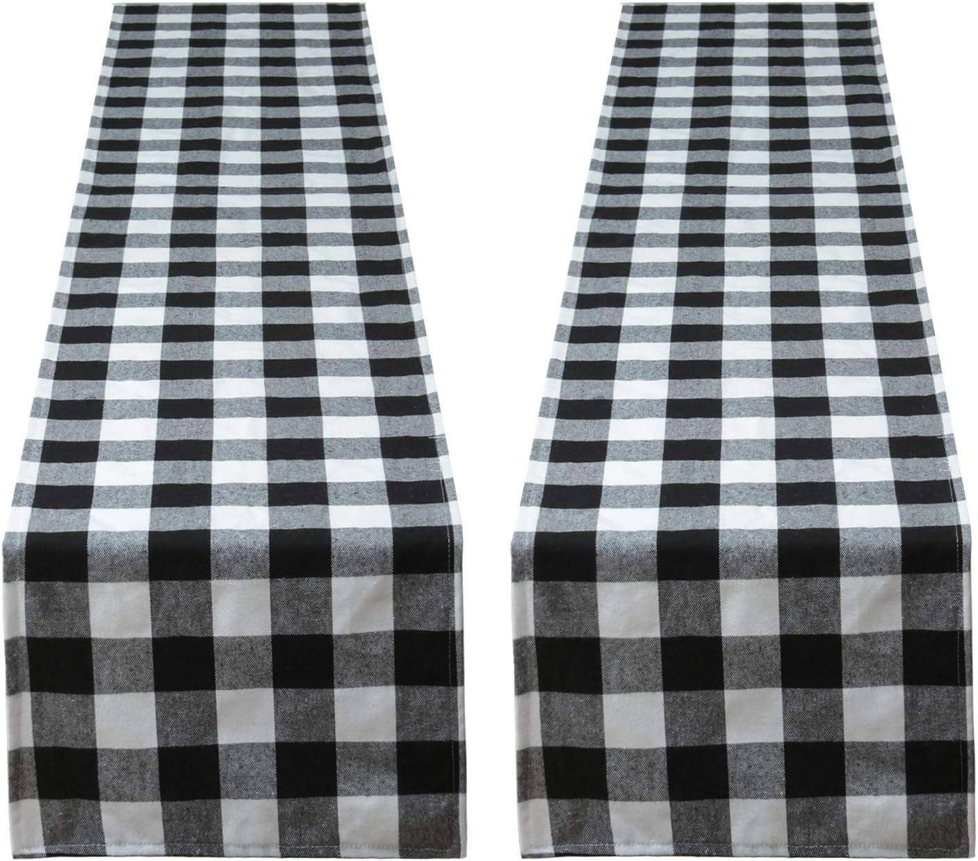 Aneco 2 Pack Checkered Table Runner Cotton Table Runner Trendy Modern Plaid Design Table Runner Elegant Decor for Indoor Outdoor Events 13 x 108 Inches Black and White