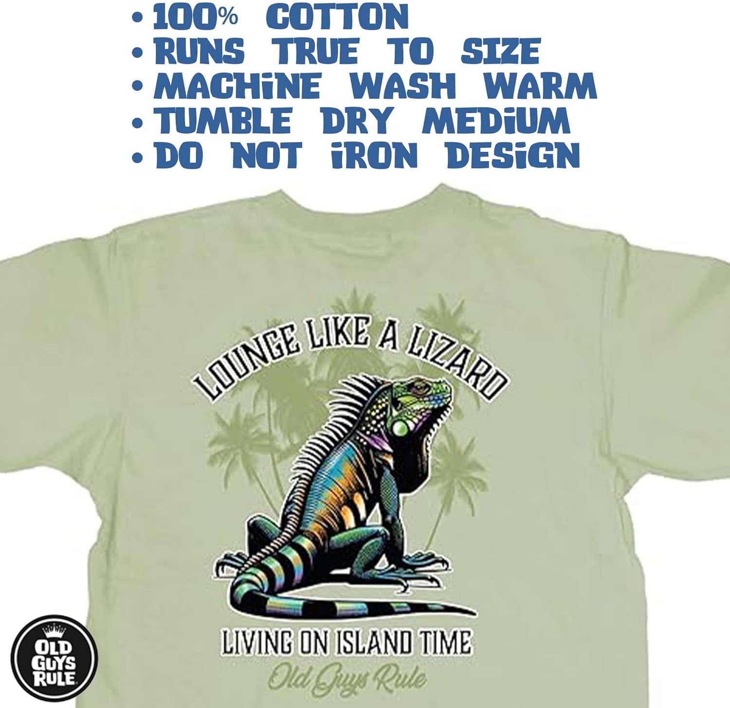 OLD GUYS RULE T-Shirts for Men, Lounge Lizard - Novelty Graphic Tee for Beach Lover, Vacation - Fun Gift for Dad, Grandpa