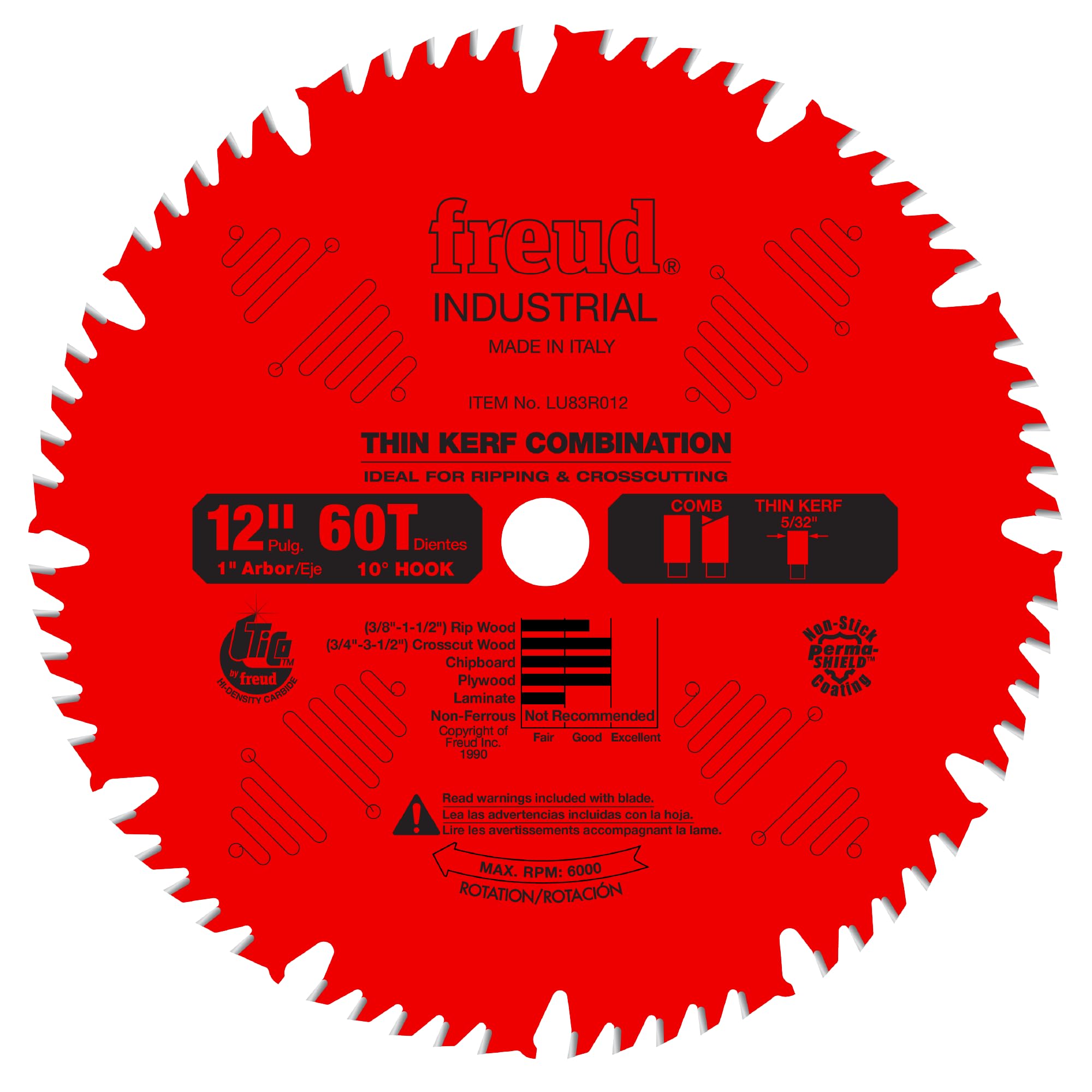 Freud LU83R008 20,3 cm 40 Tooth ATB Thin Kerf combination lama con 5/20,3 cm Arbor and Permashield coating, LU83R012