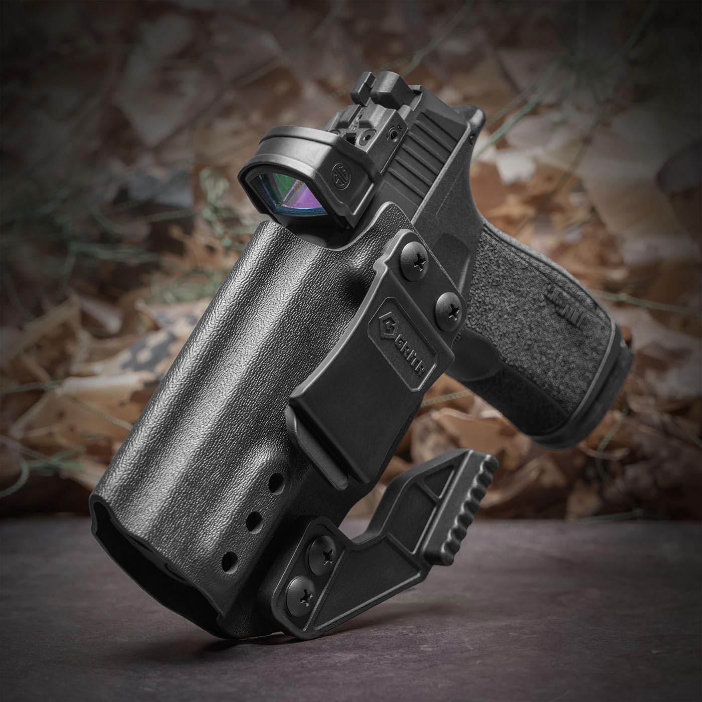 GRITR IWB Kydex Right/Left Hand Sig Sauer P365-XMACRO Pistol Holster - Optic Cut, Concealment Claw, Open Bottom, 1.5" Belt Clip, Adjustable Retention & Cant