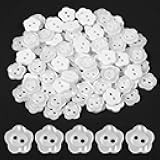 100 Pcs Flower Shape Buttons, 0.4 Inch/11 mm Translucent White Resin Buttons Small Cute Flower Sewing Button for Blouse, Shirt, DIY Crafts, Clothes Decorations, Replacement, Scrapbooking