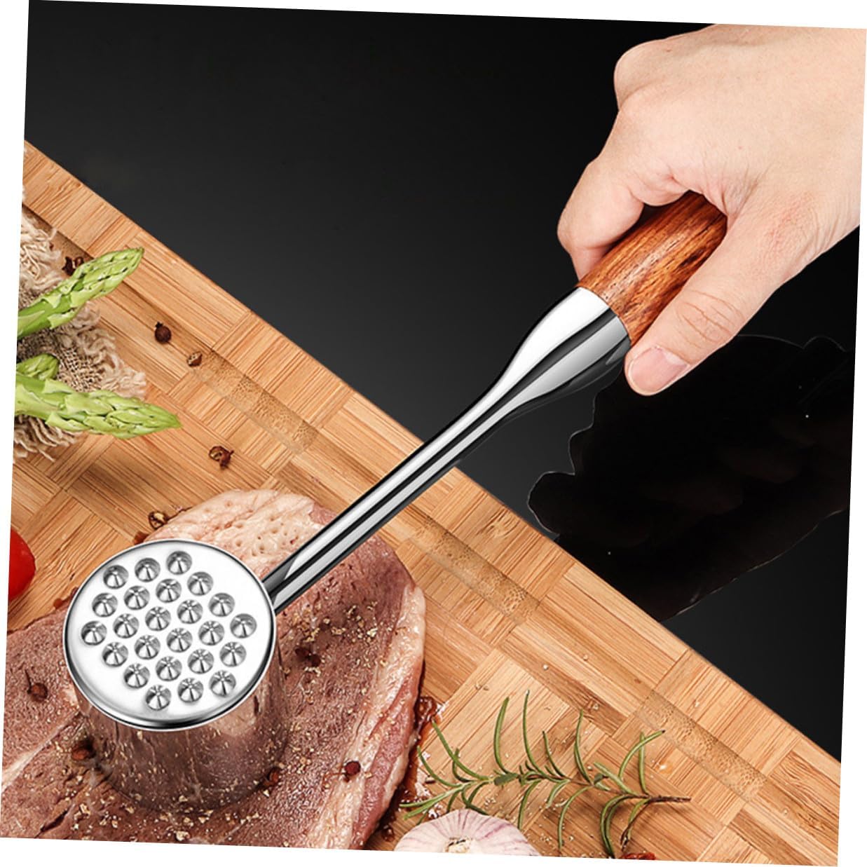 Uonlytech Stainless Steel Meat Hammer Tenderizer Mallet 304 Stainless Kitchen Steak Pounder for Beef Chicken Poultry Cooking Random Color