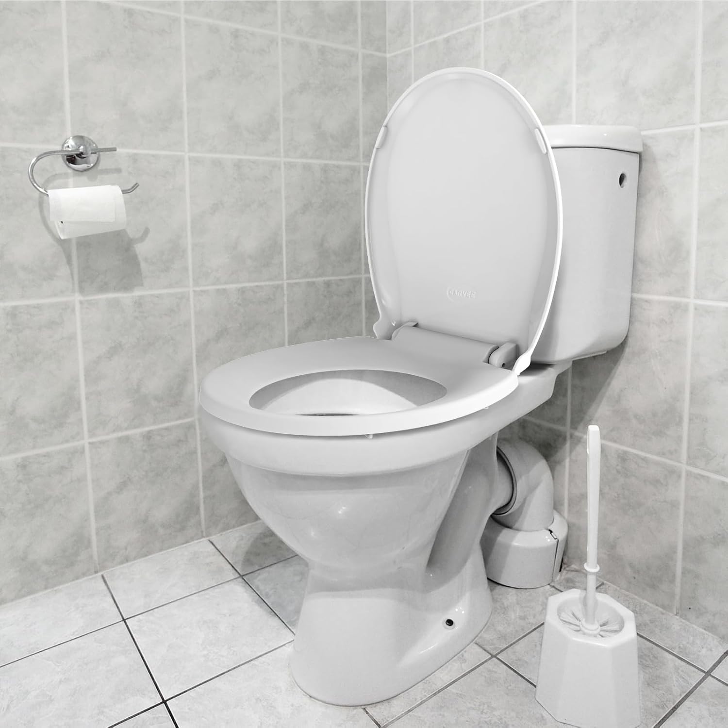 17 in Toilet Seat with Cover Soft Close, Toilet Lid Slow Close Quiet No, Easy Installation & Release,Safe PP Material Easy Clean, Comfortable Ergonomic Design, Suitable to Round Toilets,White