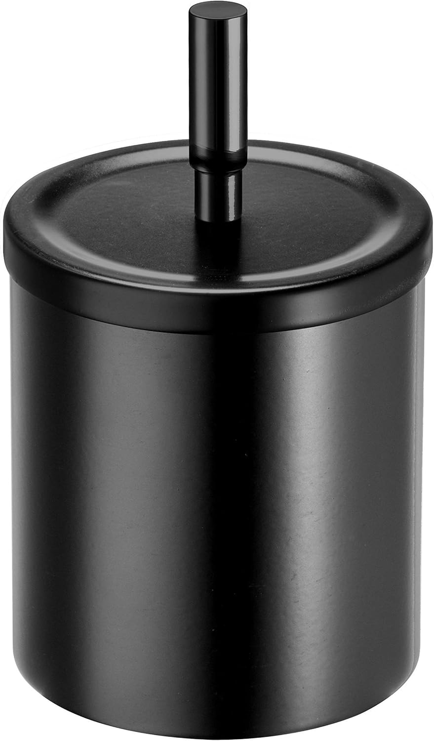 WLuxury Black Round Cotton Ball Swab Holder, Q Tip Jar Canister for Bathroom, Brass