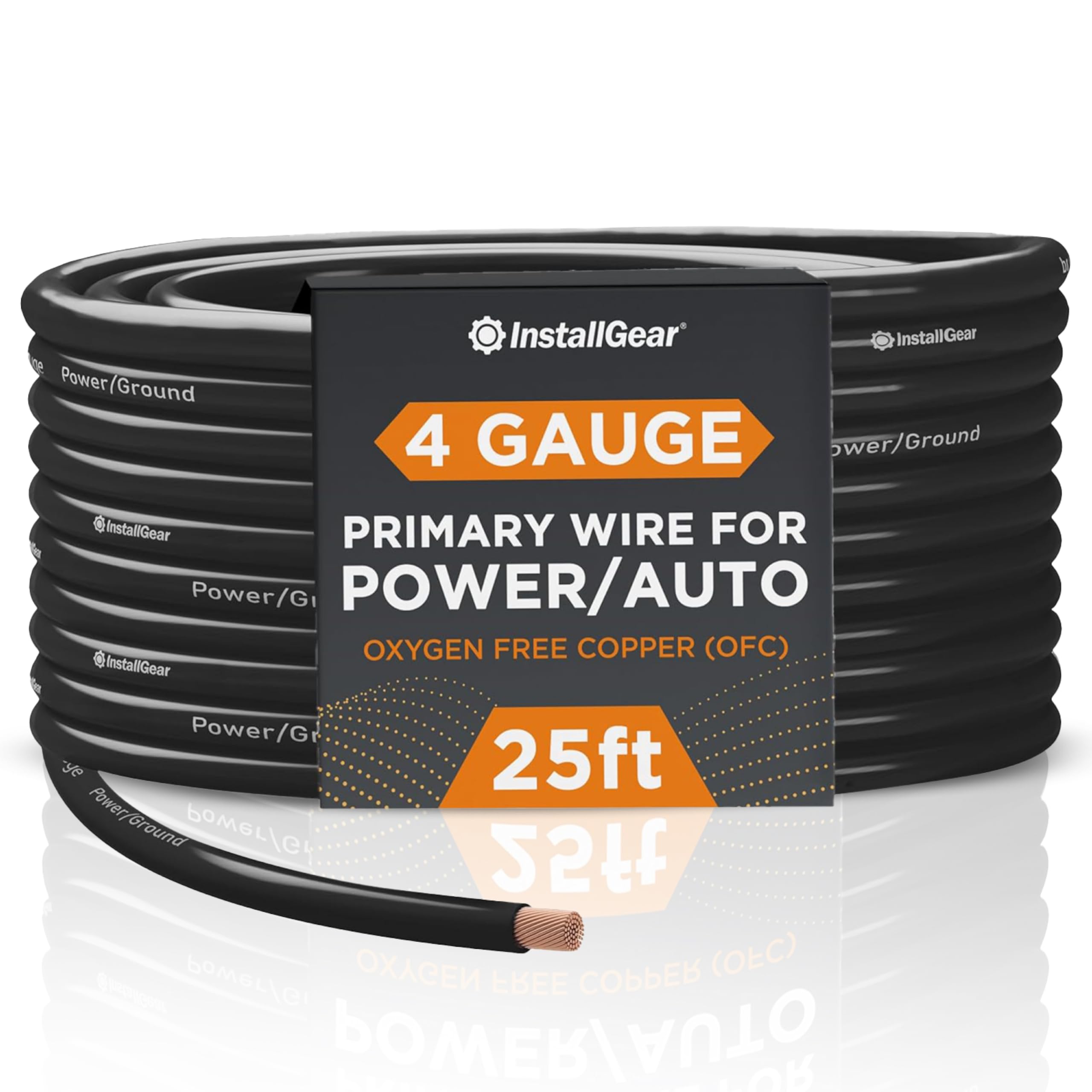 Amazon.co.jp: InstallGear 4ゲージブラック25 ft電源/アース線 – OFC