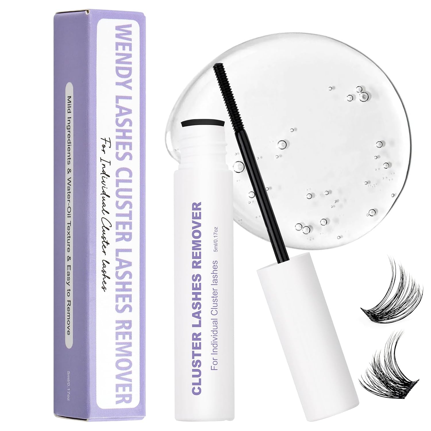 Lash Glue Remover for Eyelash Clusters: Effectively, Low Irritation for Sensitive Skin, 5ml, Wendy Lashes,XJ29-1