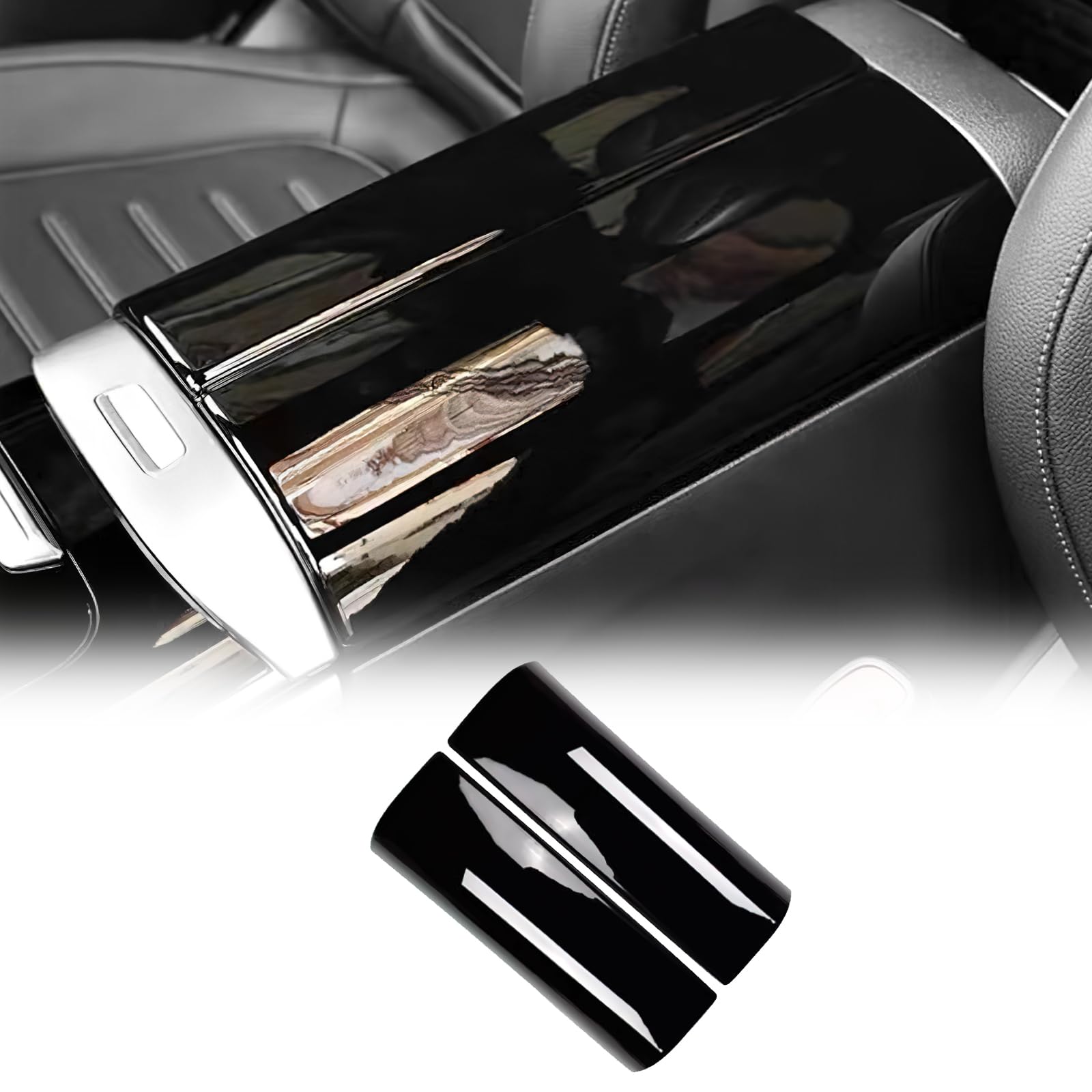 KUNGKIC Braccioli Auto Box Copertura Consolle Centrale Protezione Trim Adesivo Interno Per Mercedes Benz Classe C W206 2022-2024 GLC X254 2023-2024 Accessori,ABS (Nero)