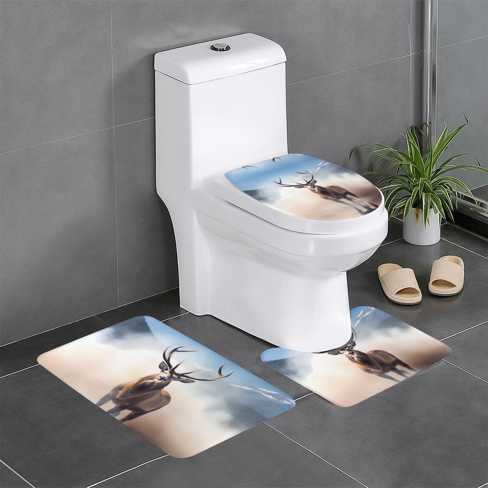 Tapis de salle de bain antidérapants lot de 3 WHJDPP pour sécuriser et sécher le sol des WC