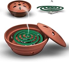 Anti-Mosquito Spirals and Ceramic Incense Burner Citronella Anti-Mosquito Incense Incense Outdoor Incense Spirals with Support: Patio, Terrace, Camping or Indoor (20 Spirals)