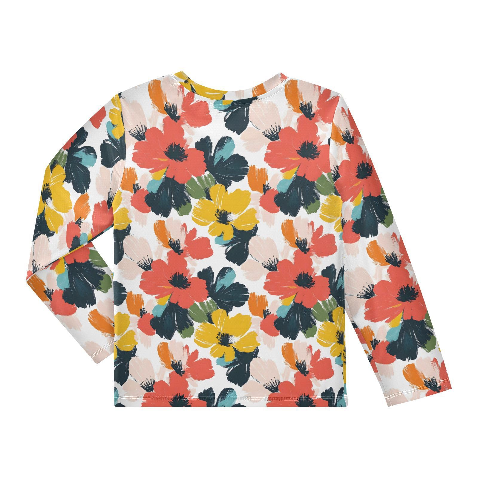 Abstract Colorful Floral Pattern Boys Rash Guard Swim Shirts Long Sleeve UPF 50+ Quick Dry Sun Protection Shirt Swimwear Surf Tops for Toddler Kid Girl Fishing Swimming Outdoor 7-8T