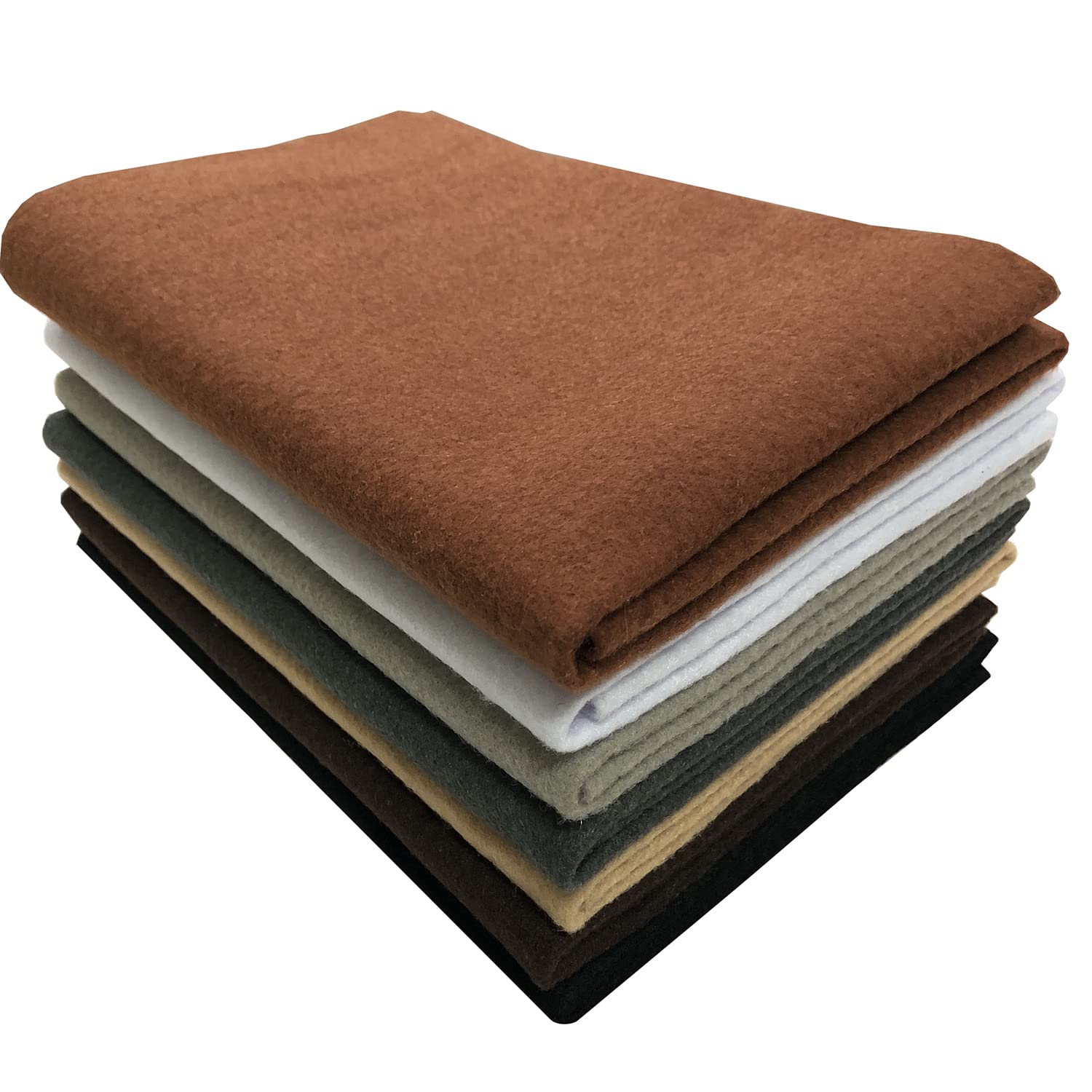 Misscrafts7pcs 18" X 18" 1.4mm Thick Soft Felt Nonwoven Fabric Sheet Pack DIY Craft Patchwork Sewing Square Assorted Colors (Brown Series)