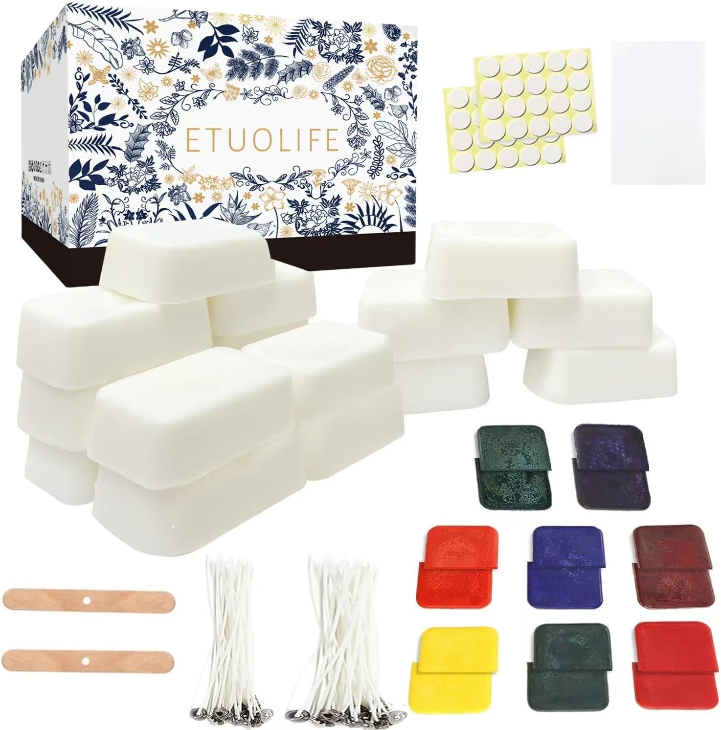 Soy Wax for Candle Making,Candle Wax,Candle Making Kit,Candle Making Supplies 960g Soy Wax,Candle Dyed Wax,Candle Wick Sticker,Candle Making Kits for Adults Beginners-Wax Melt Kit,Make Your Own Candle