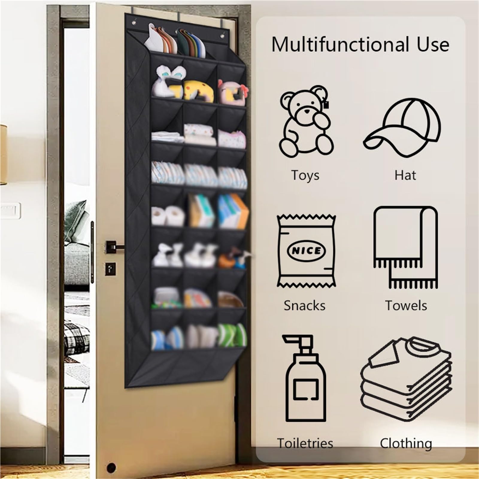 Organizador de Zapatos sobre la Puerta, Estante de Almacenamiento Colgante Oxford Resistente