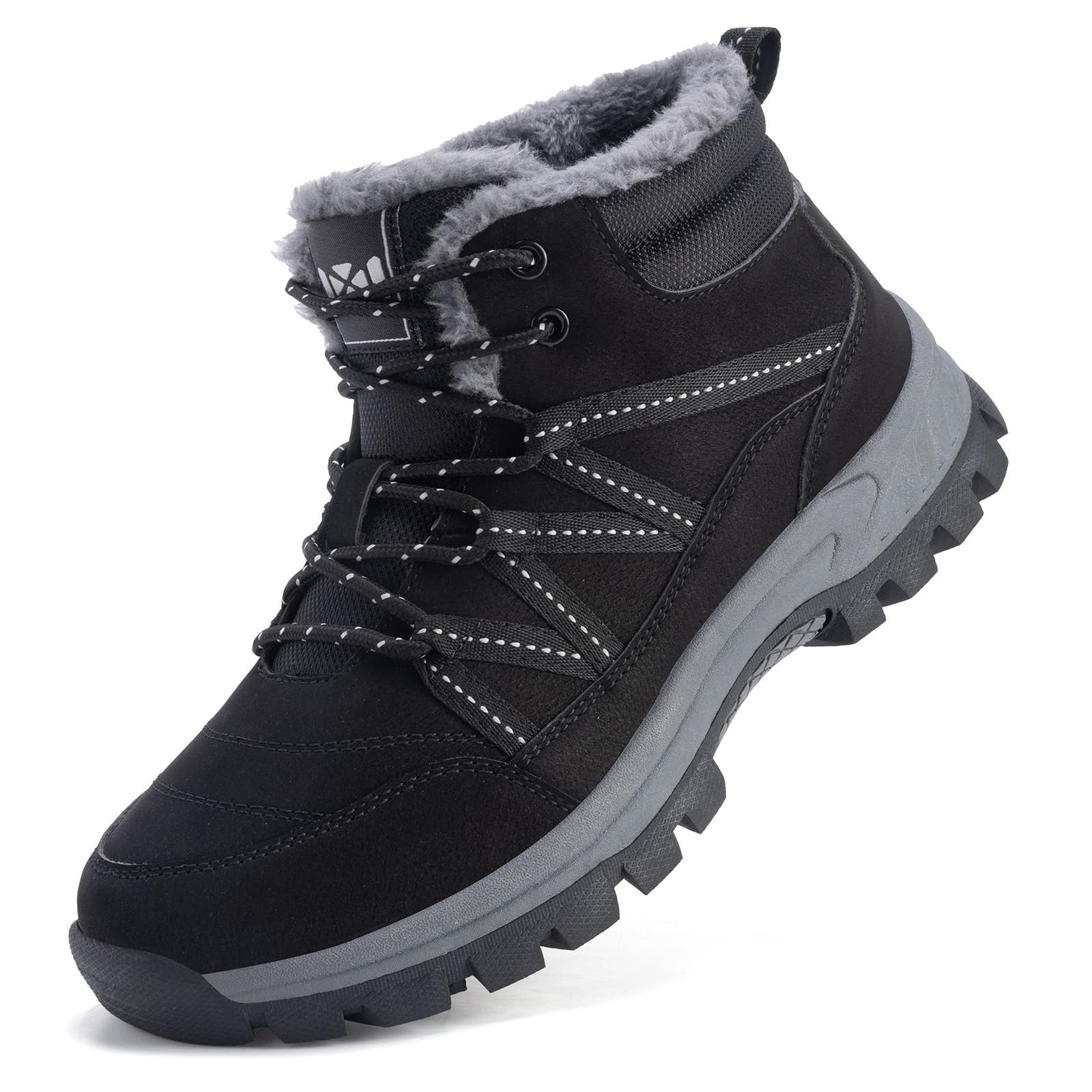 Schneestiefel für Herren mit Fell gefüttert rutschfeste Winterstiefel leicht wasserdicht Stiefeletten Outdoor-Wanderstiefel