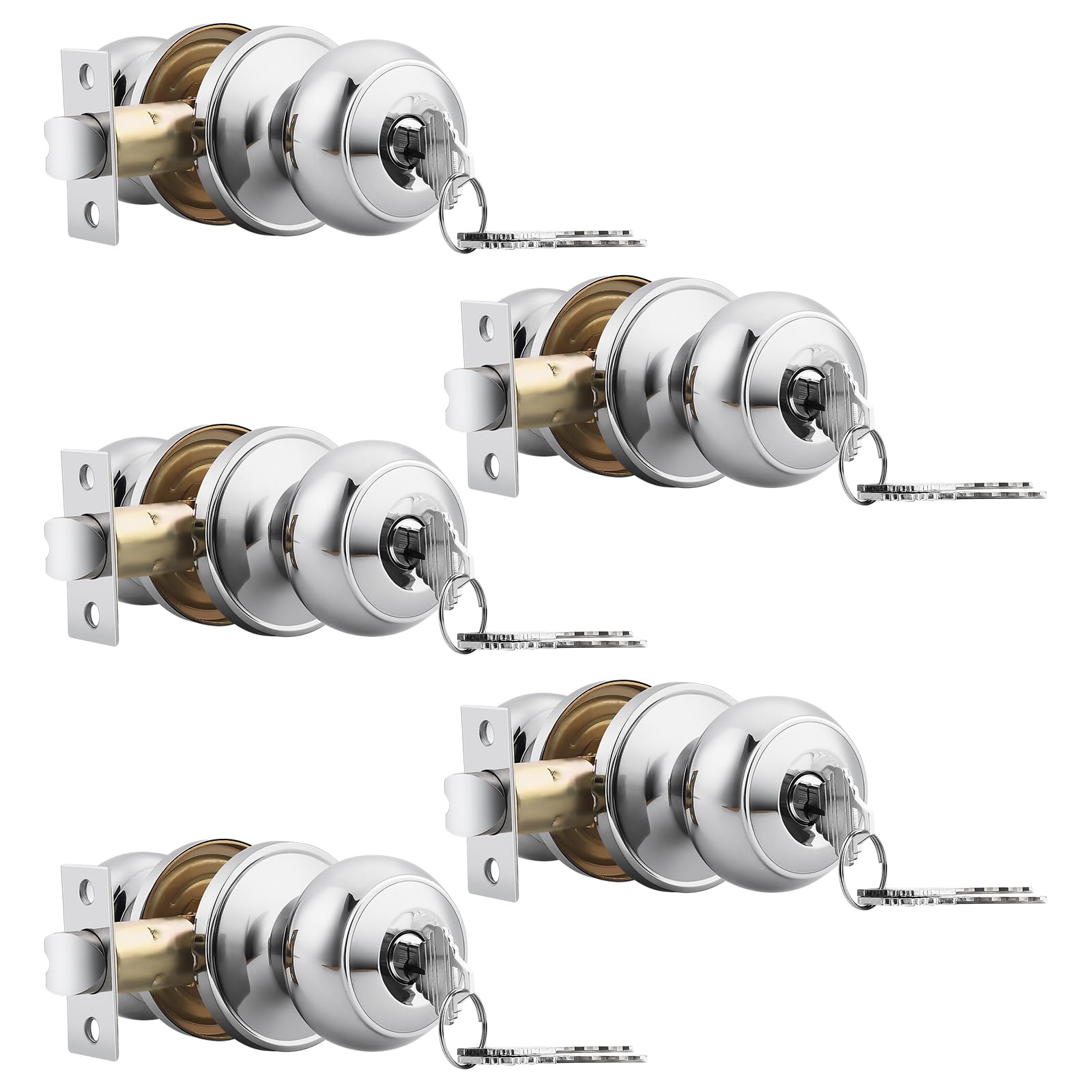 Antique Brass Door Knobs - Keyed Alike Lockset (Pack of 3) -24