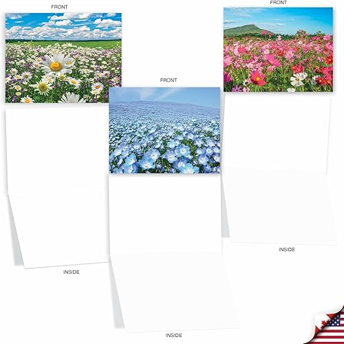 Miniatura 4 de The Best Card Company - 20 tarjetas de notas de paisaje y naturaleza en blanco (4 x 5.12 pulgadas) (10 diseños, 2 de cada uno) - Super Blooms