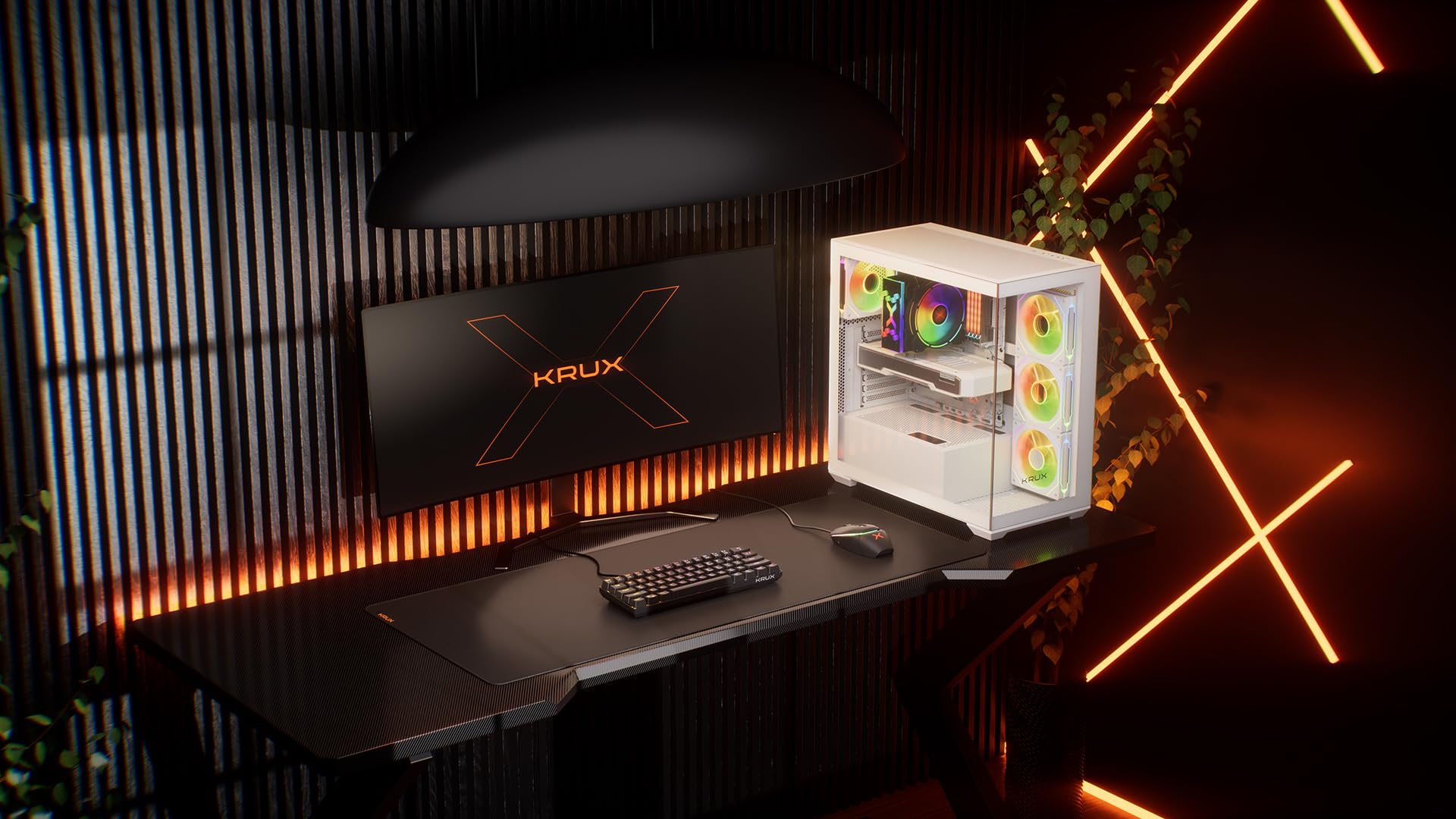 KRUX Exo White - Case per PC ATX/mATX, vetro temperato, 4X ARGB, bianco