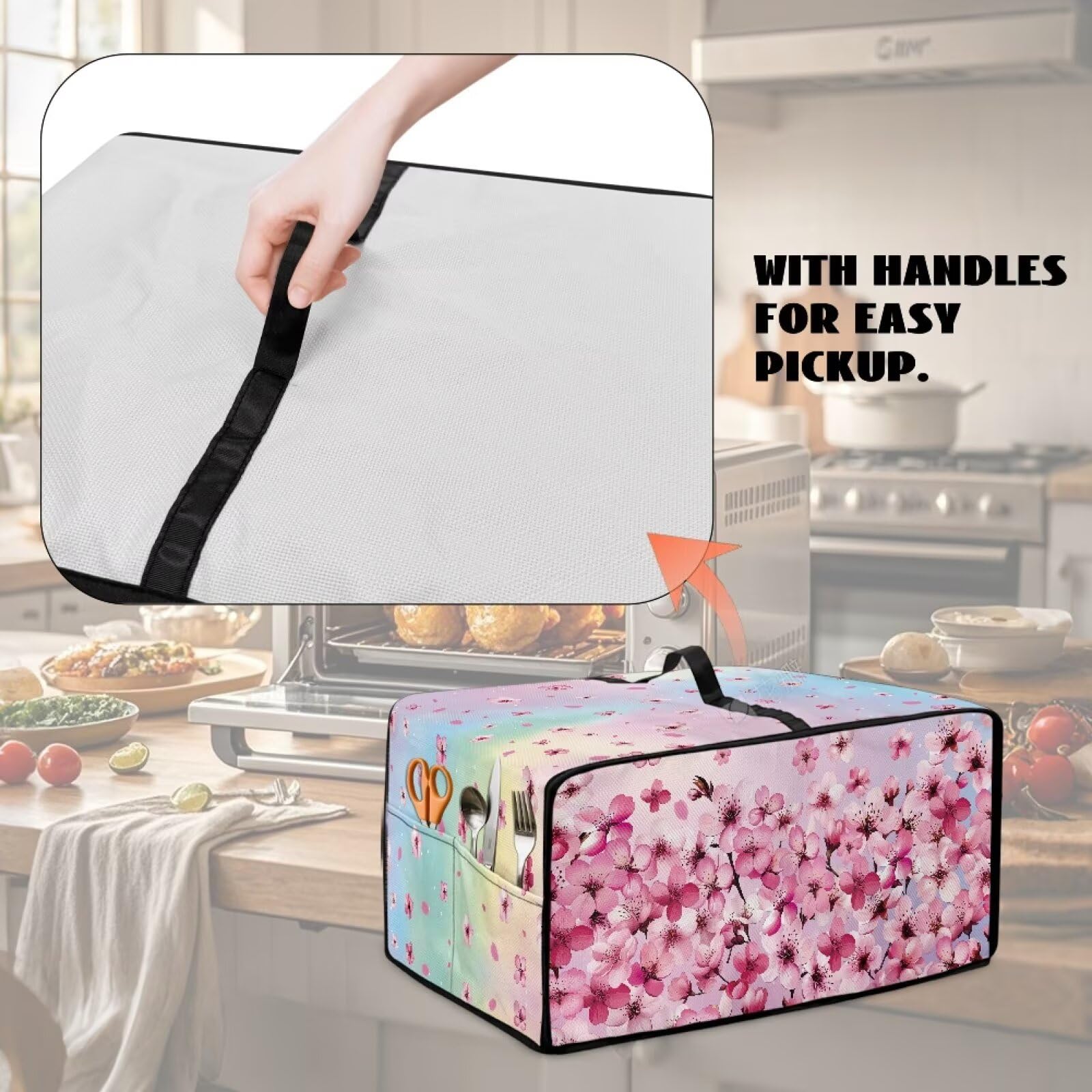 Cherry Design - Cubierta para horno tostador, cubierta ligera para hacer pan, resistente al calor, cubiertas universales para horno de microondas a prueba de polvo, para la mayoría de hornos 4