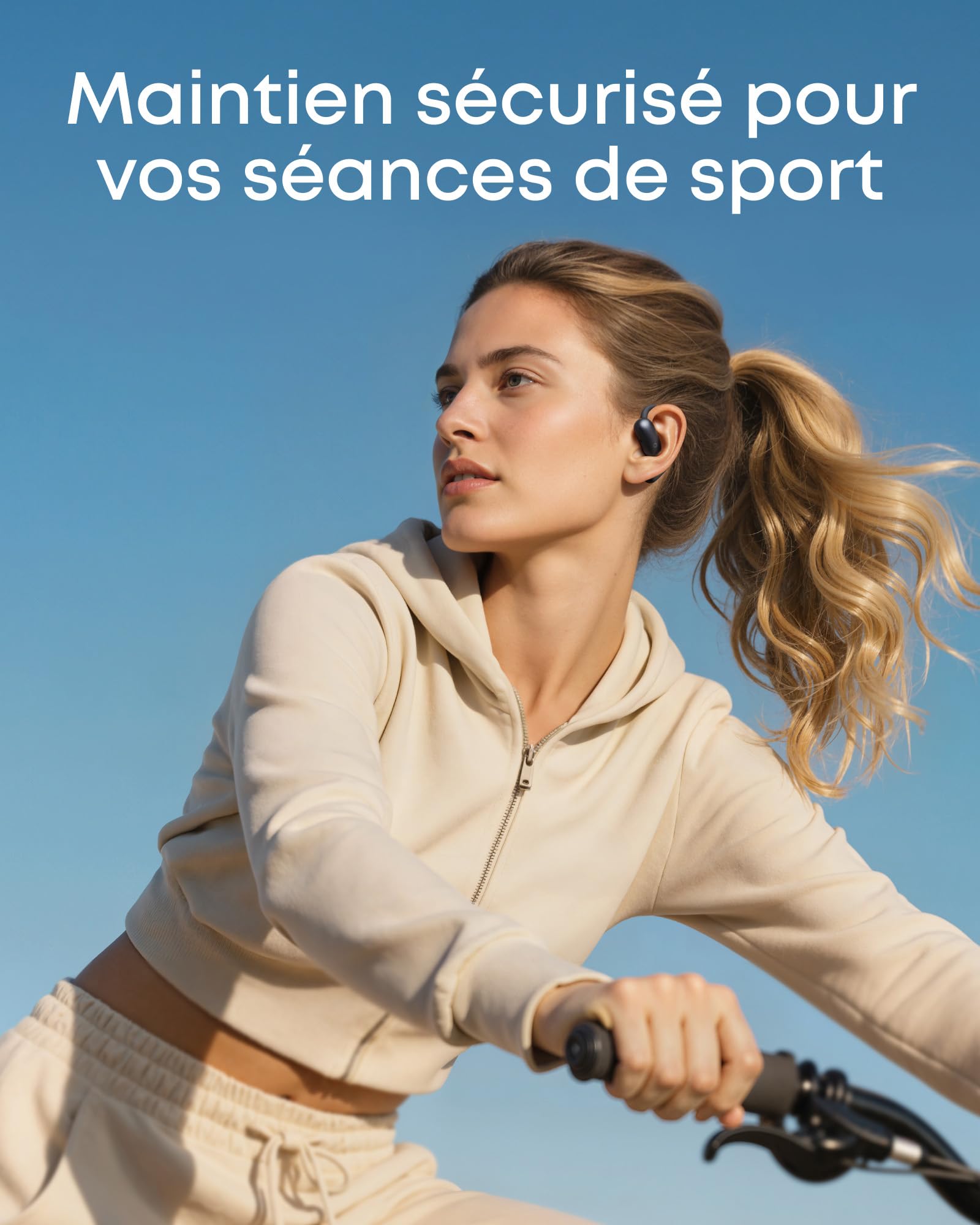 soundcore AeroFit 2 by Anker, écouteurs oreilles libres, 4 positions réglables, basses 2x plus riches, Hi-Res, autonomie 42h, IP55, appels clairs avec IA, chargement sans fil, traduction en temps réel