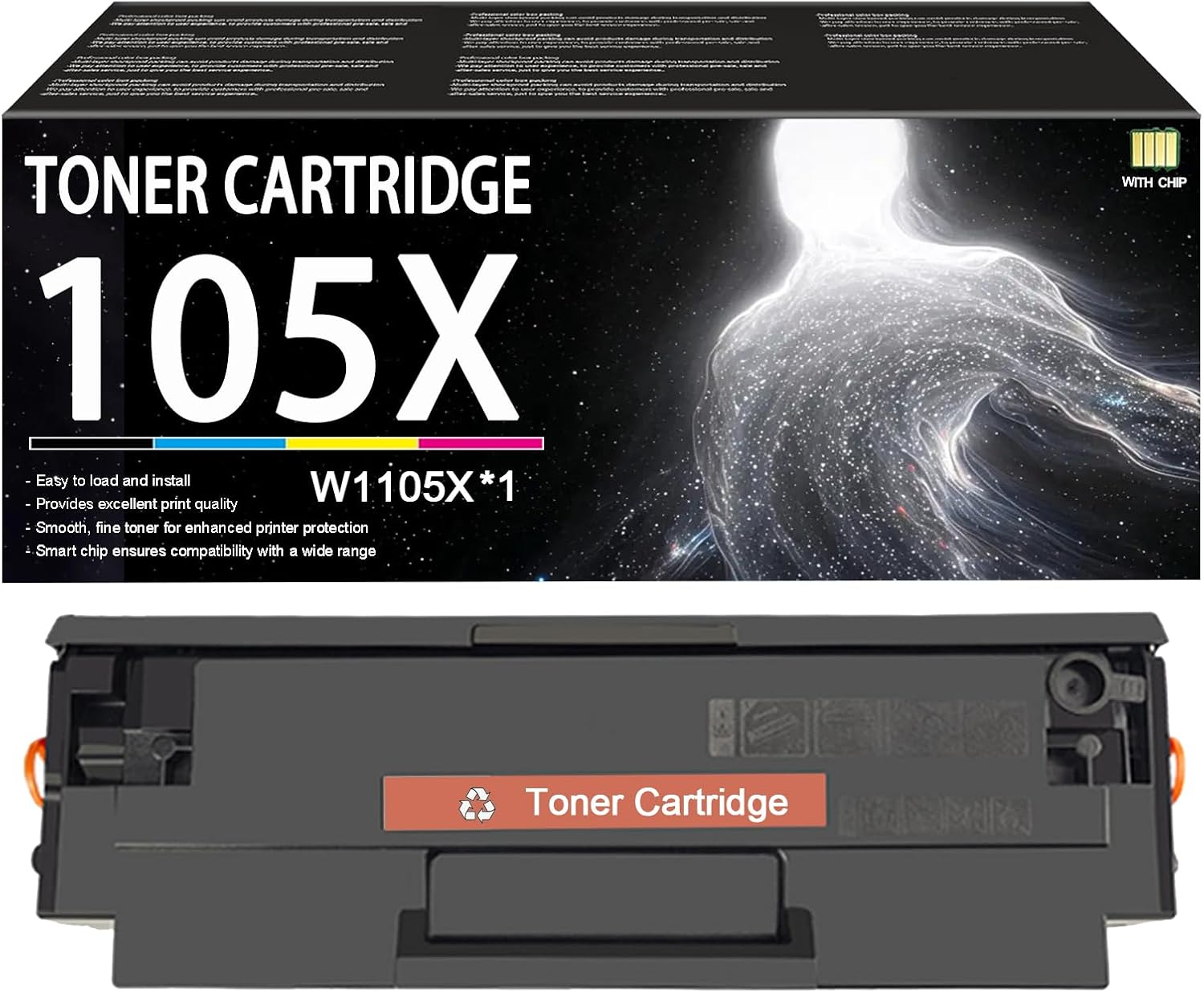 105X Toner Cartridge Compatible for HP W1105X Black Toner Cartridges Work for HP Laser MFP 107a 107w 135a 135w 137fnw Printers, with Chip, 1 Pack