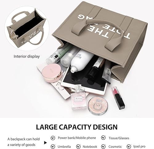 Miniatura 6 de EIMMBD The Tote Bag for Women, PU Leather Tote Bag with Zipper, Women's Tote Handbags Crossbody Bags for Work School Travel