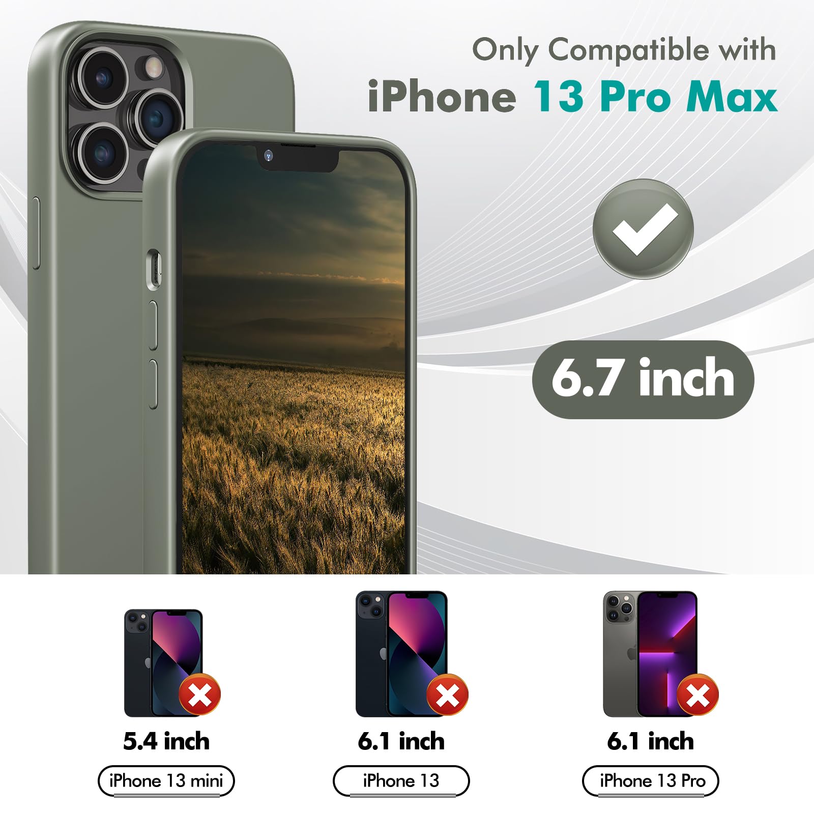 TIIXXE Silicone Case Compatible with iPhone 13 Pro Max case Soft Ultra Slim Protective Shockproof Liquid Silicone Phone Case,Anti-Scratch Microfiber Lining - Image 2