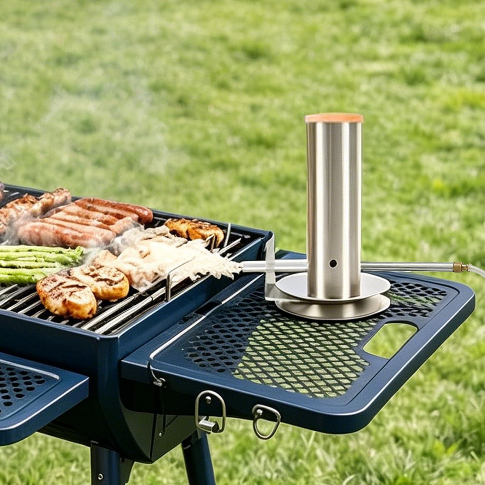Generador de humo frío de acero inoxidable para barbacoa, para exteriores, chip de madera, para barbacoa, carne, queso, pescado, 18 x 27 cm