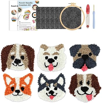 Punch Needle Kit for Beginners Animal Pattern Punch Needle Coaster Kit