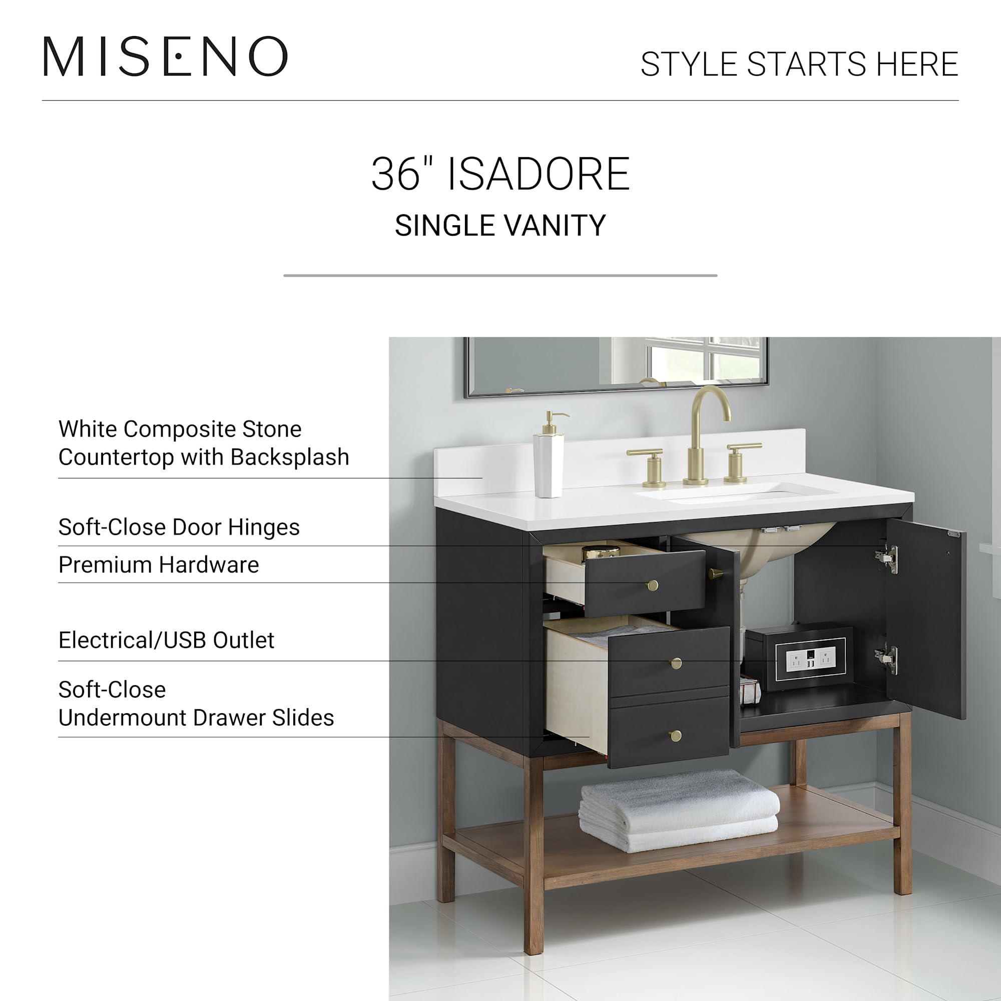 mino様36 Miseno MN254V36BW Isadore 36