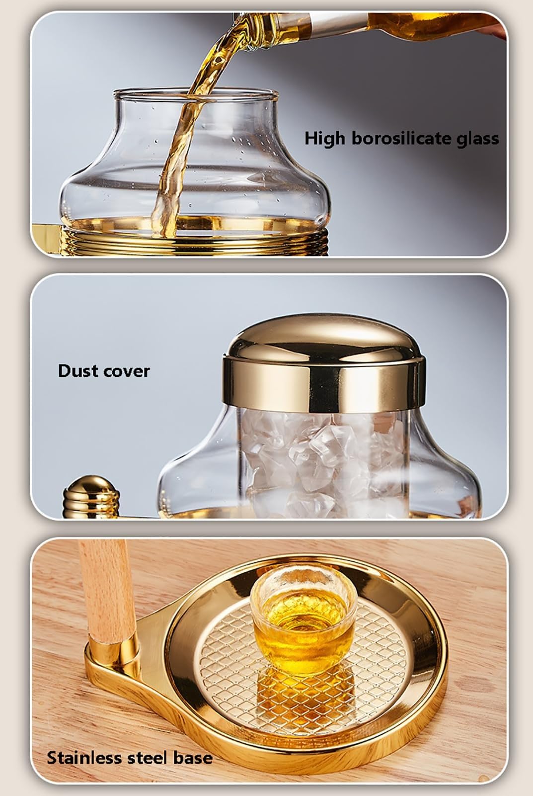 Dispensador de sake, jarra de vidrio para bebidas calientes o frías, recipiente multiusos para fiestas y uso doméstico, ideal para whisky, bourbon, vodka y tequila