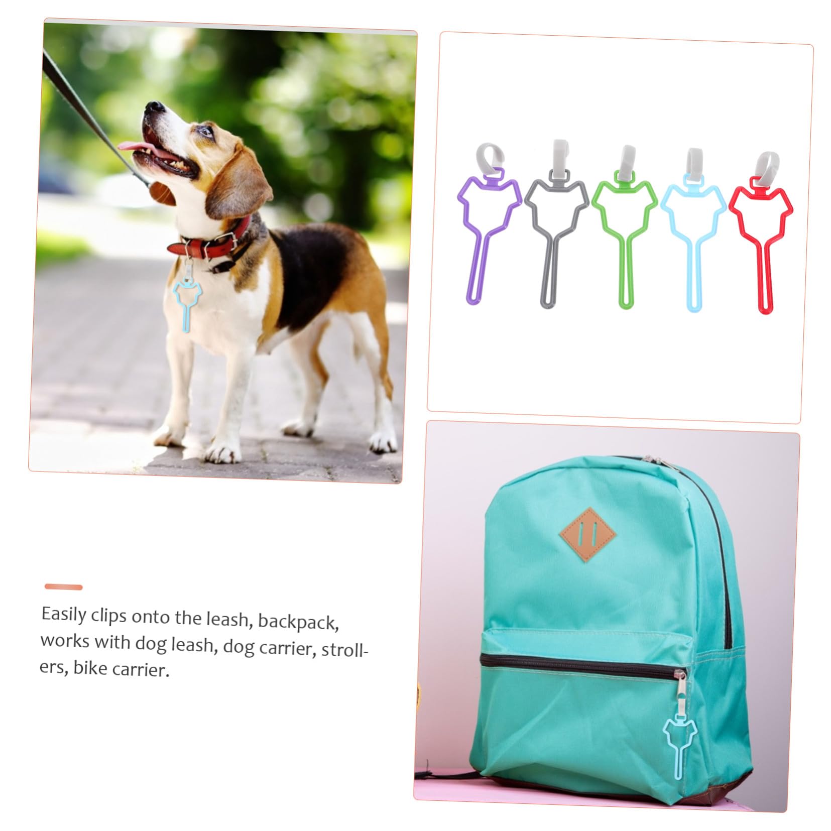 Abaodam 5 pièces Distributeur Sacs Déjections Chien avec Clip Fixation pour Laisse Support Multi-usage Couleurs Assorties Rouge Bleu Vert Gris