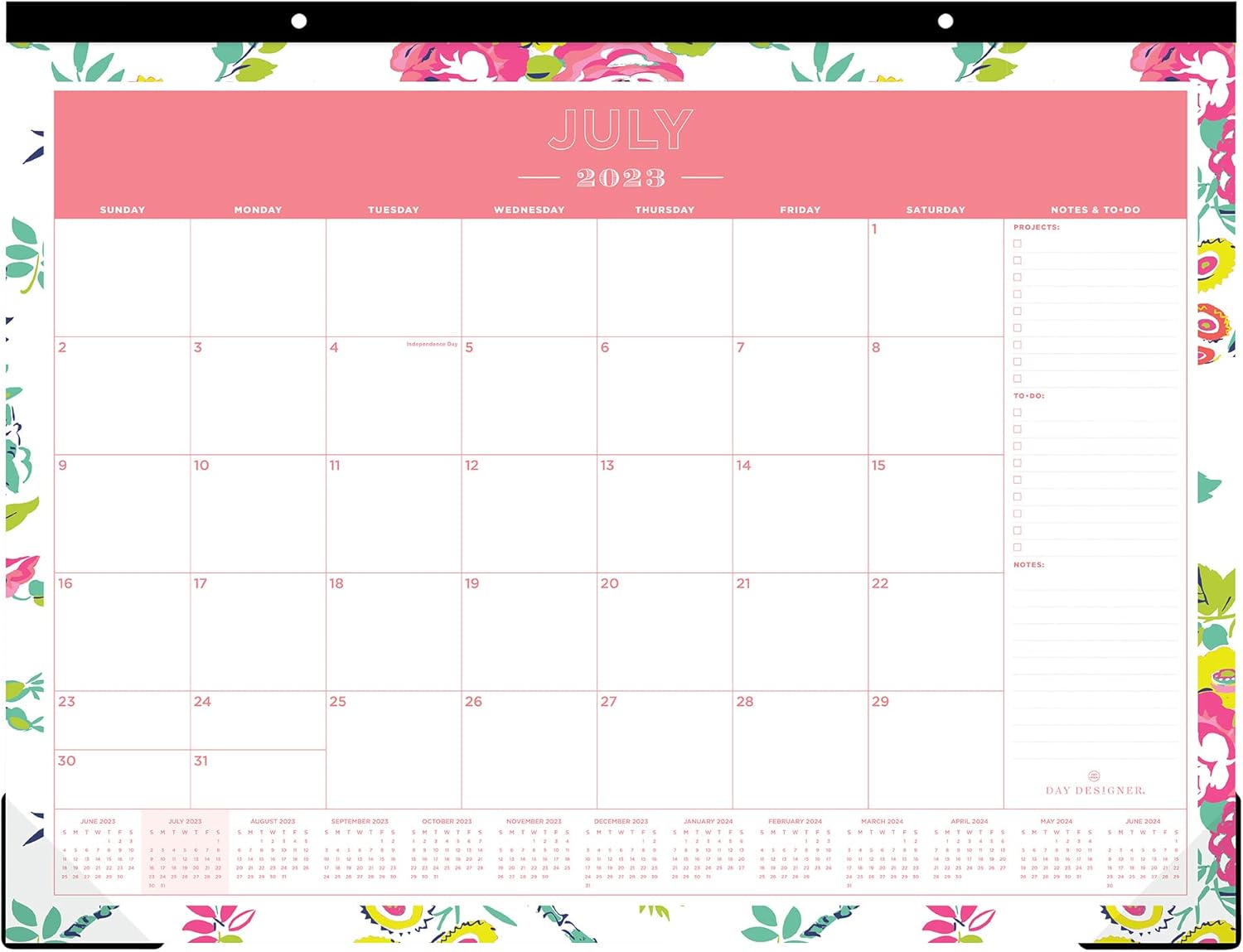 Blue Sky Day Designer for 2022-2023 Academic Year Monthly Desk Pad Calendar, 22' x 17', Trim Tape Binding, Two-Hole Punched, Peyton White (107938-A23)