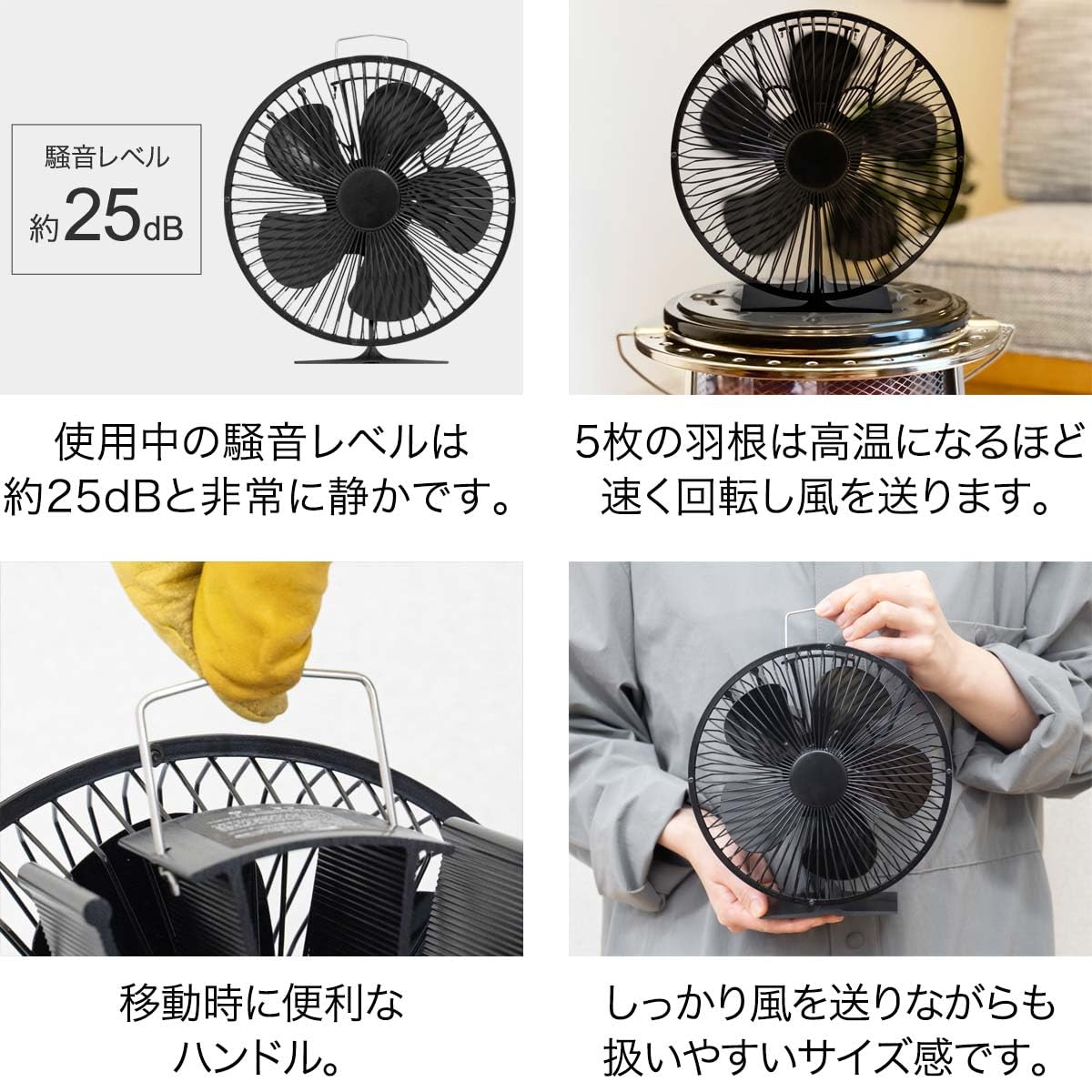 Amazon.co.jp: FIELDOOR ストーブファン 火力熱炉ファン エコファン