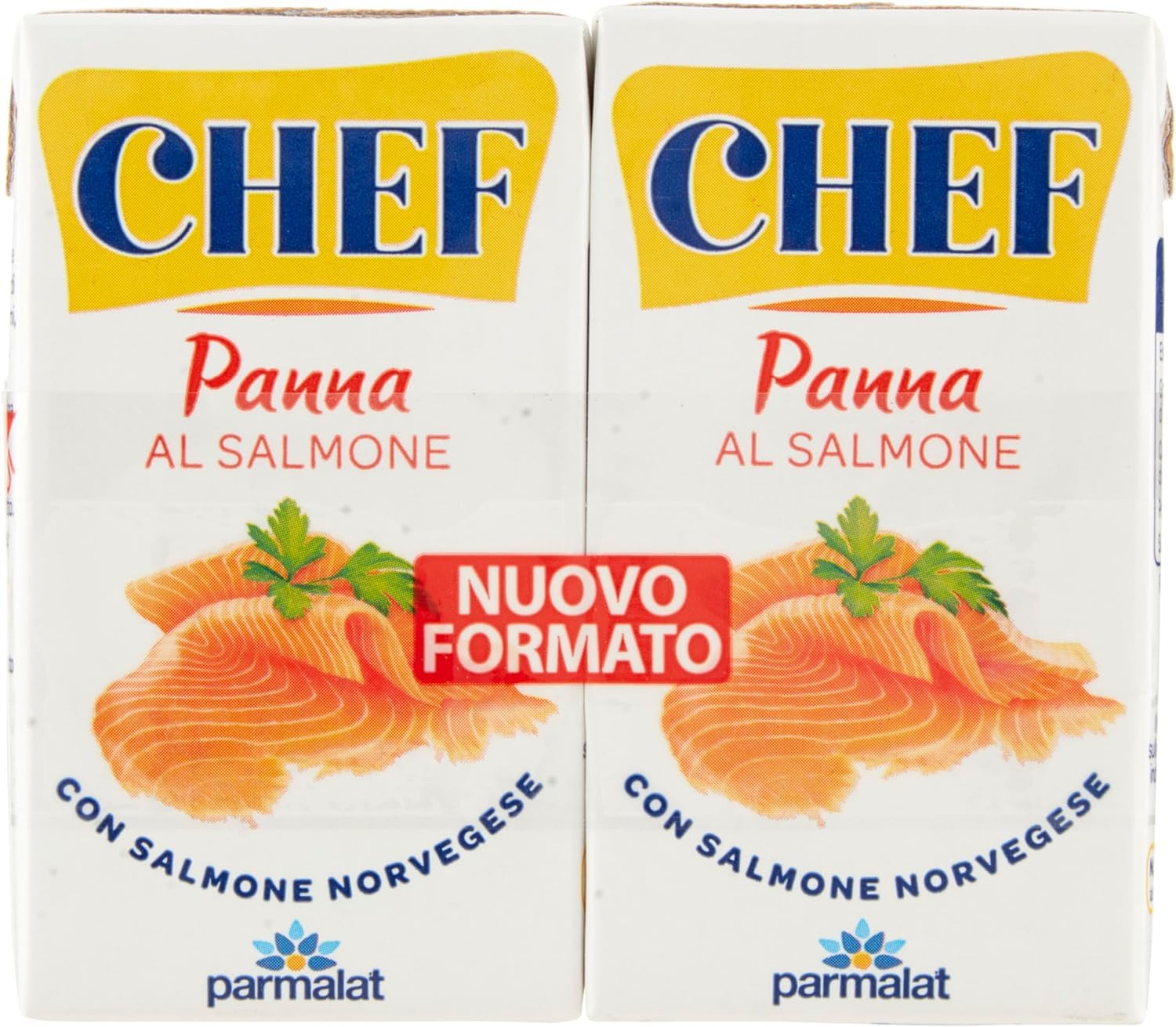 4 x Parmalat Chef Panna al Salmone – Crema con salmón – Crema de cocina ideal para condimentar primeros platos de todo tipo, paquete con 2 x 125 ml + llavero Beni Culinari gratis