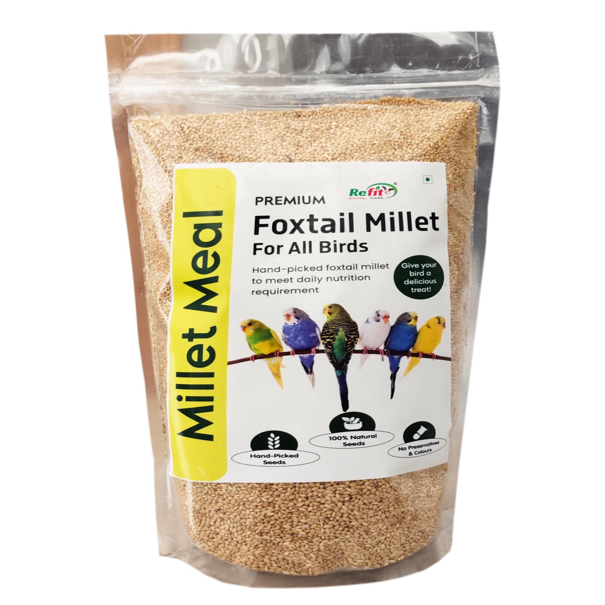 REFIT ANIMAL CARE Foxtail Millet for Birds | Kangni Seeds | Bird Food 450 gm, Millet Meal