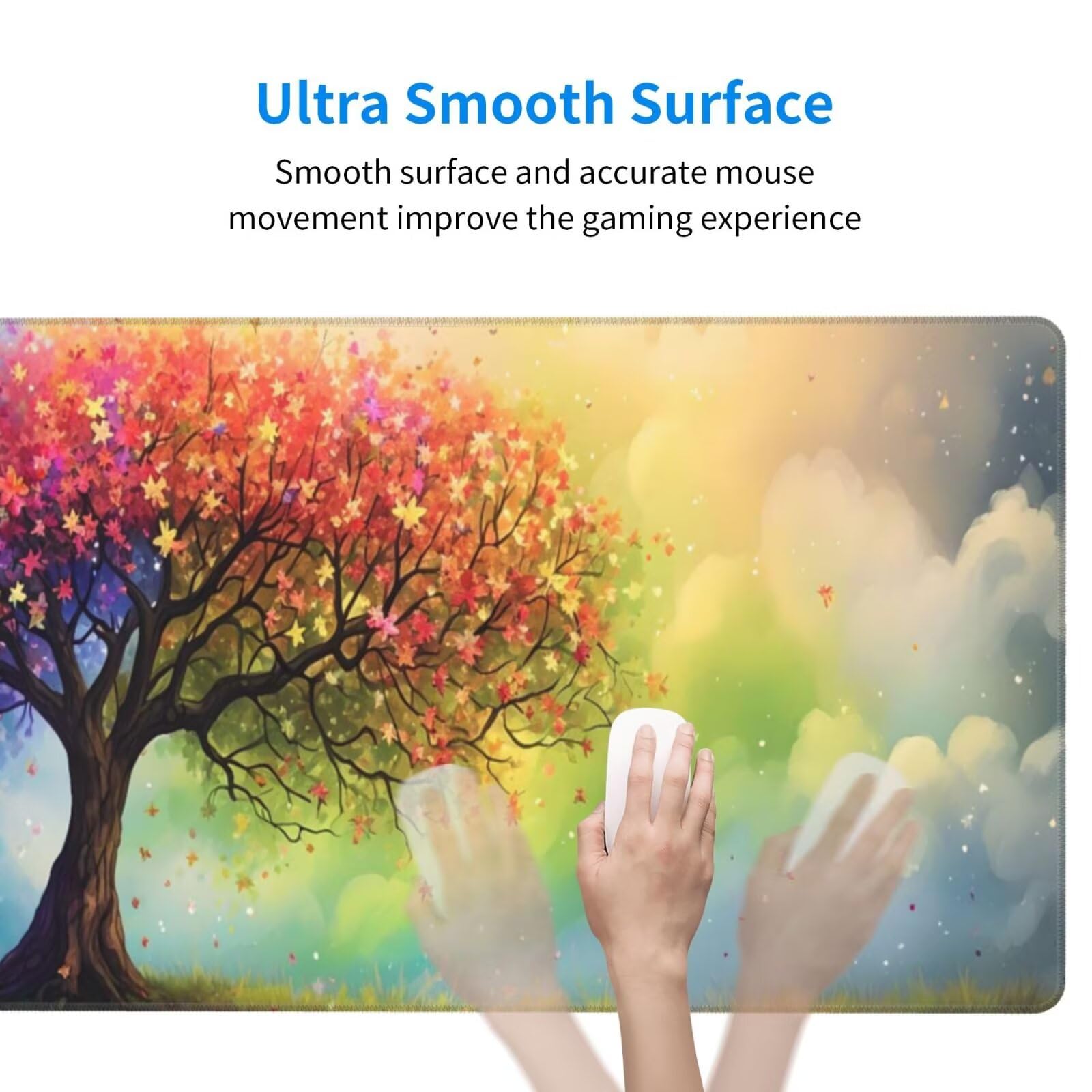 Alfombrilla Ratón Color Alfombrilla Ratón XXL 1600 x 800 mm, Árbol Mouse Pad Gaming con Bordes Cosidos, Impermeable Mousepad XXL Base de Goma Antideslizante, Mouse Pad para Oficina Accesorios Q568