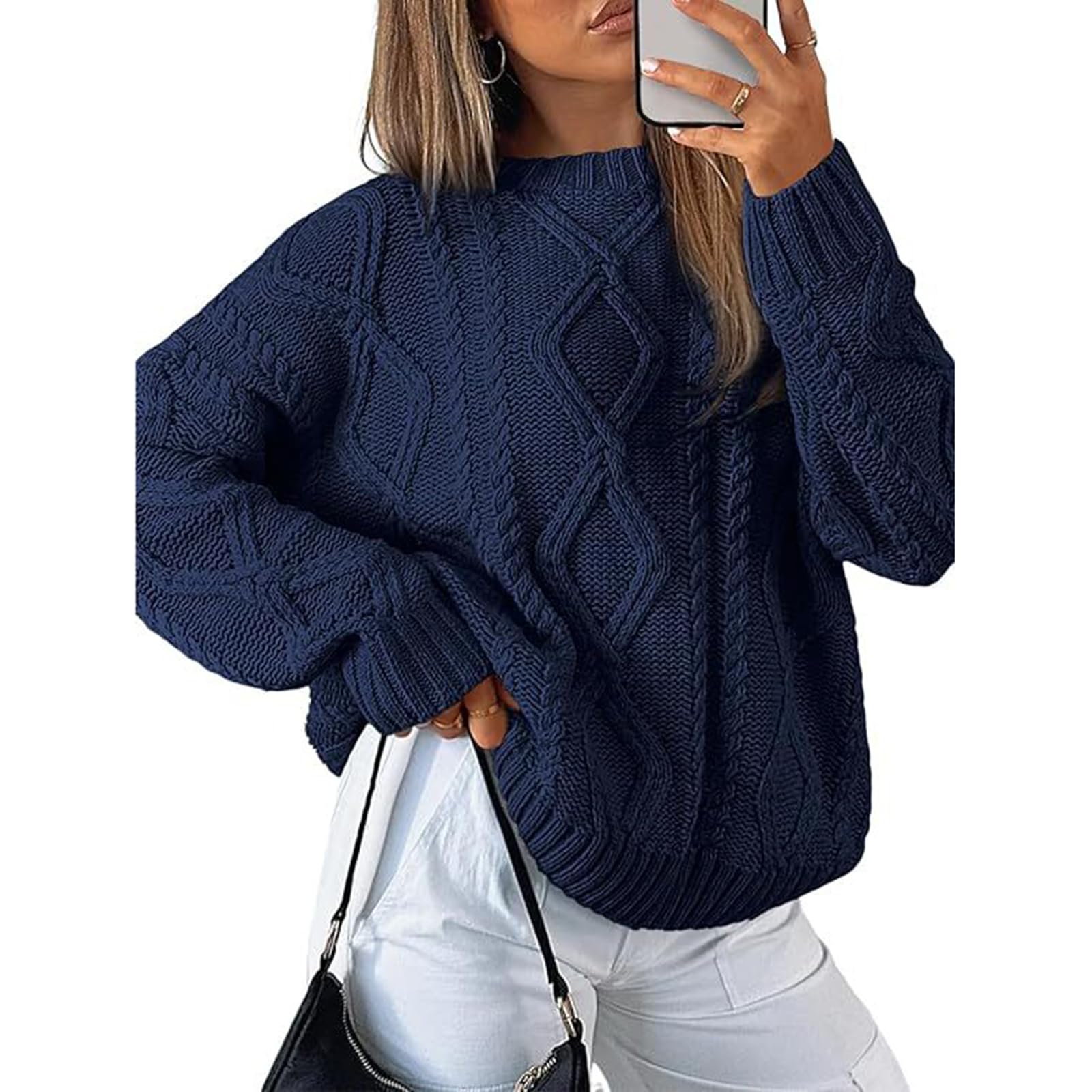 Cable Knit Sweater Women Trendy Oversized Chunky Sweaters Cozy Cute Fall Sweaters Loose Soft Womens Cable Knit Sweater