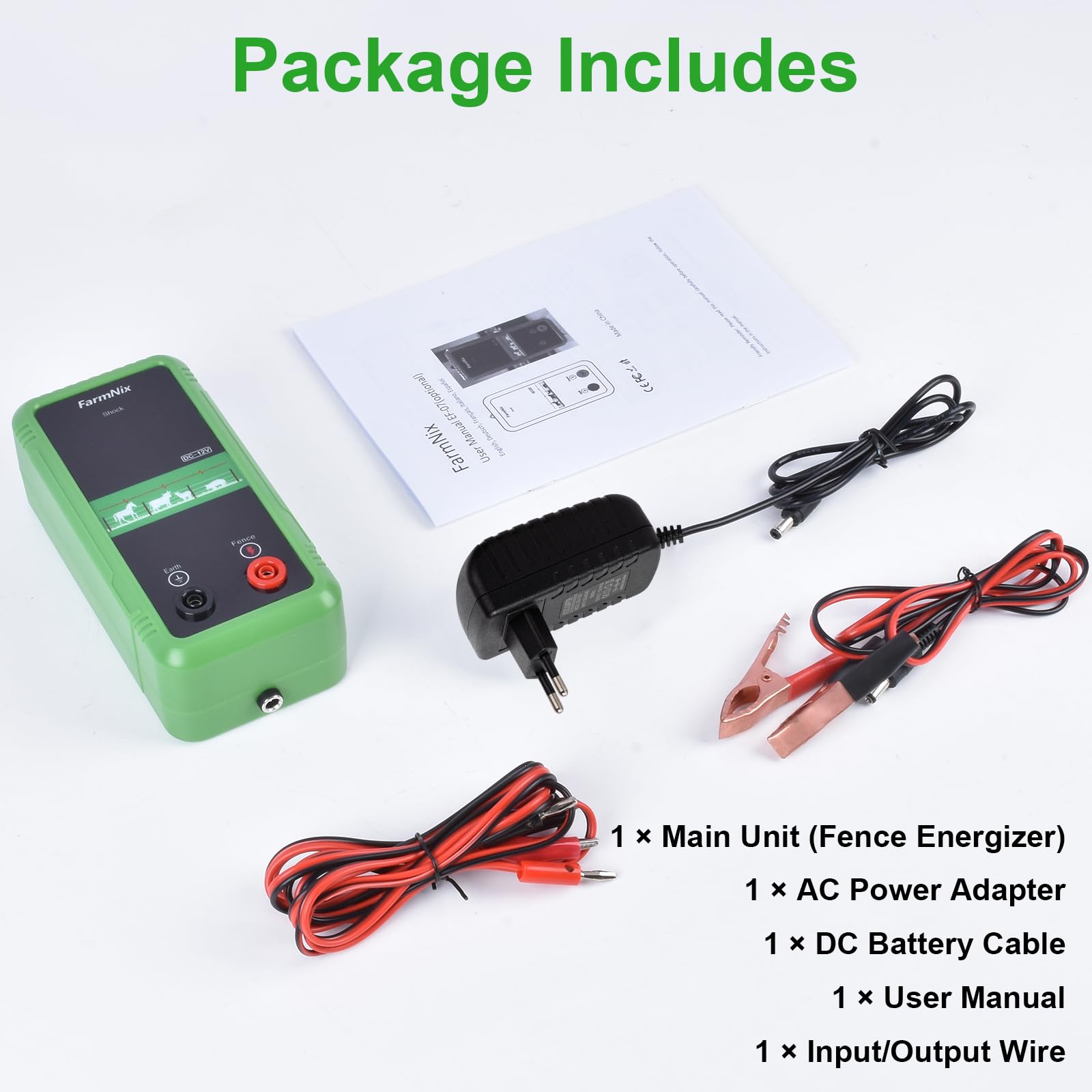Elettrificatore per Recinti 8KM, 1J, 12V, Uscita 10KV, Basso Consumo, Compatibile AC/DC/Solare per Giardino, Fattoria e Piccoli Pascoli