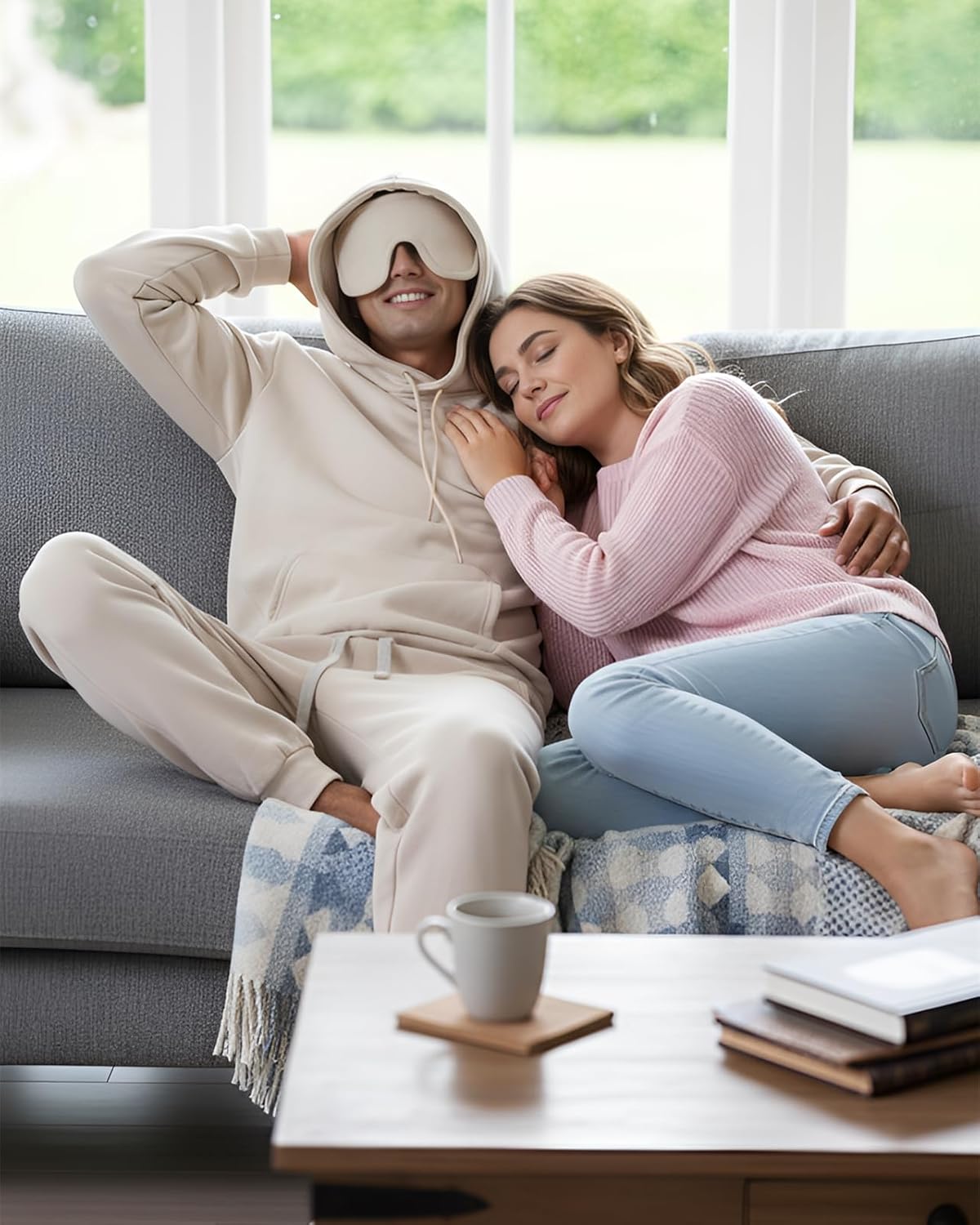 CANGHPGIN Mens Casual Cotton Fleece Travel Hoodie with Eye Mask, Long Sleeve Pullover Hooded Sweatshirt with Pockets - Image 7