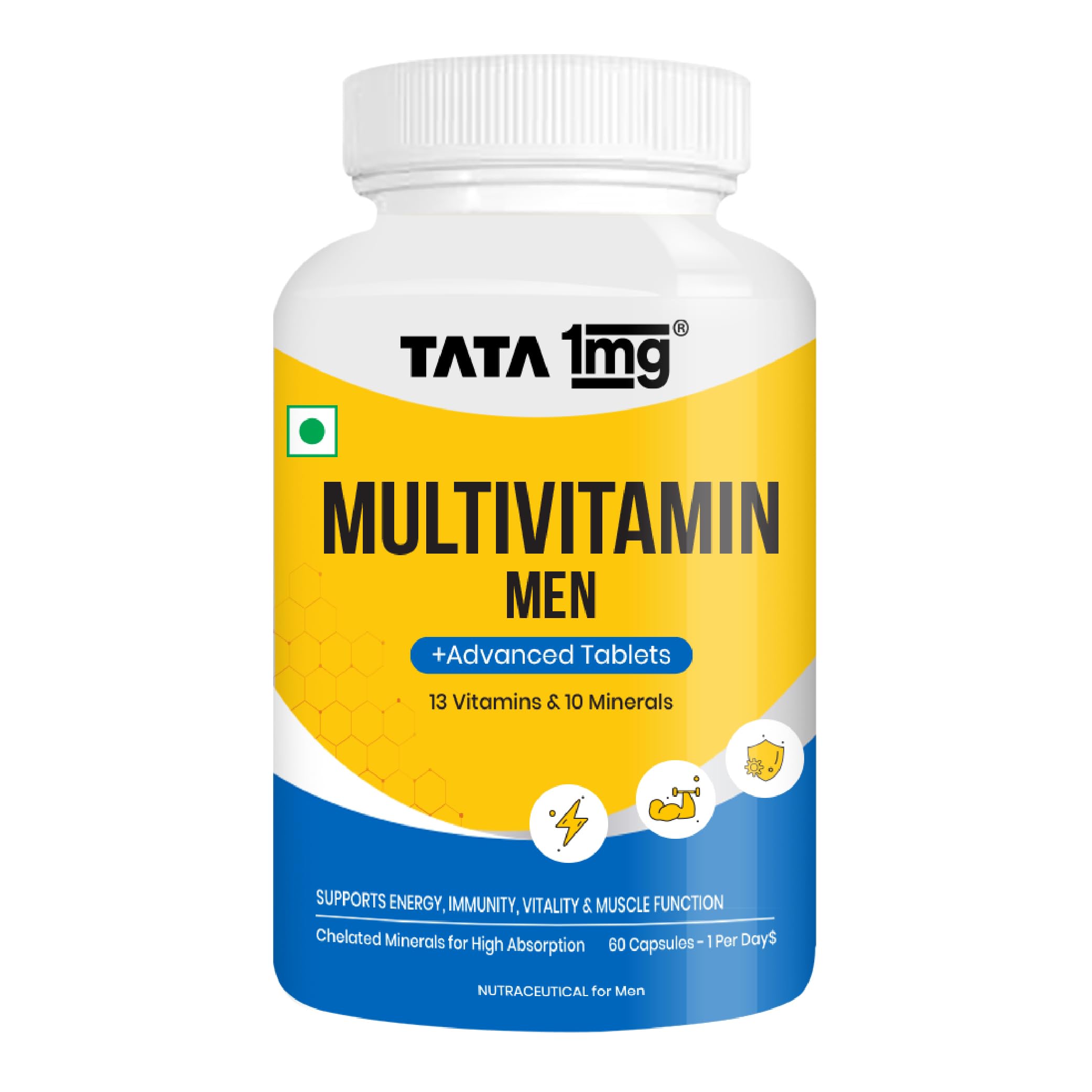 Tata 1mg Multivitamin for Men | 13 Vitamins, 10 Minerals, Zinc & Magnesium | Energy, Immunity, Vitality & Muscle Strength | 60 Tablets | 1 Per Day-image-22