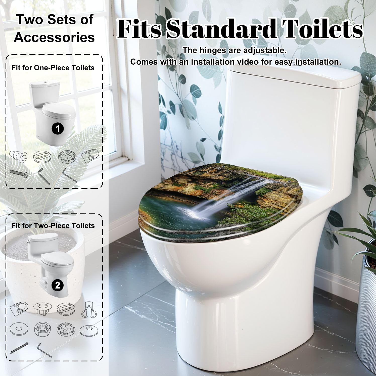 Miękkie zamykanie wydłużone siedzisko toaletowe - Resin Slow Quiet Close Lid with Quick-Release Hinges, Cover Bumpers, Easy Clean and Installl