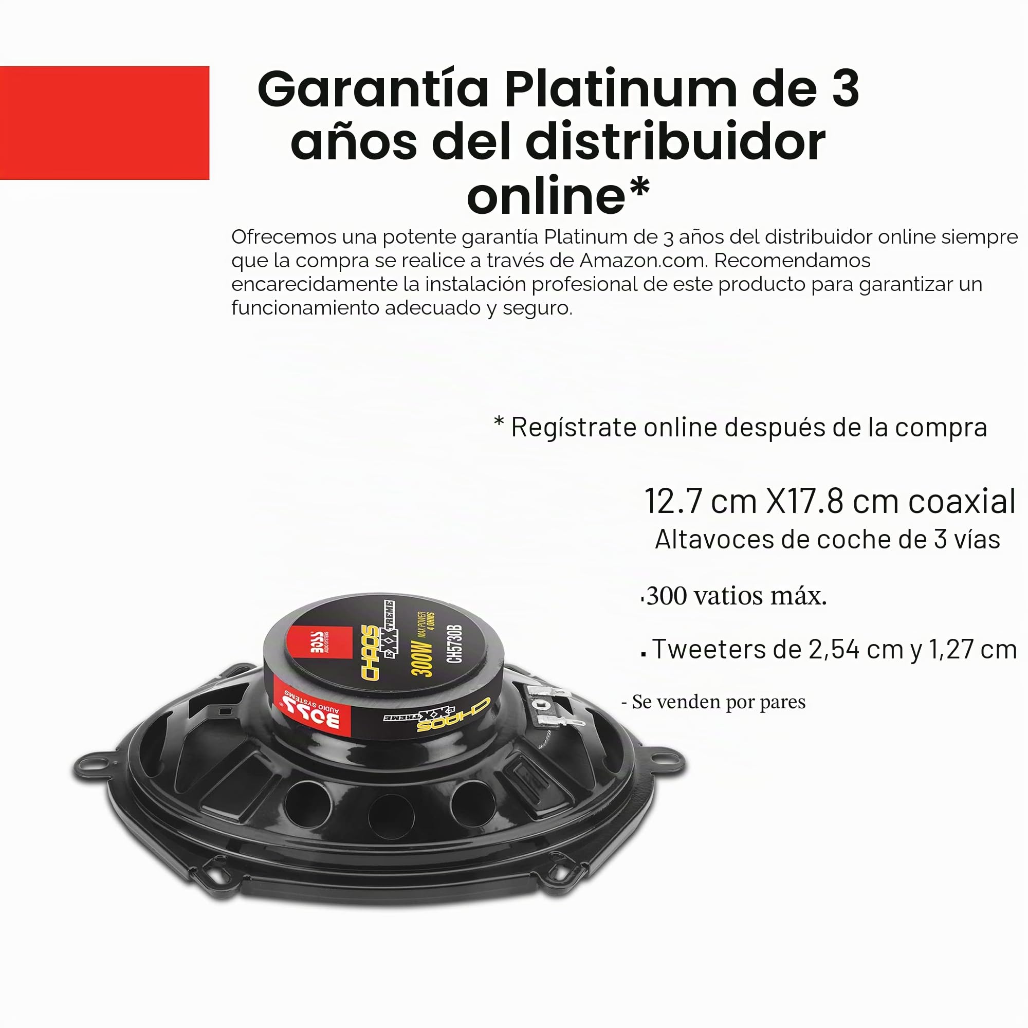 BOSS Audio Systems CH5730B de alta fidelidad Chaotic Series - Altavoces de puerta de 5 x 7 pulgadas - 300 vatios Max, 3 vías